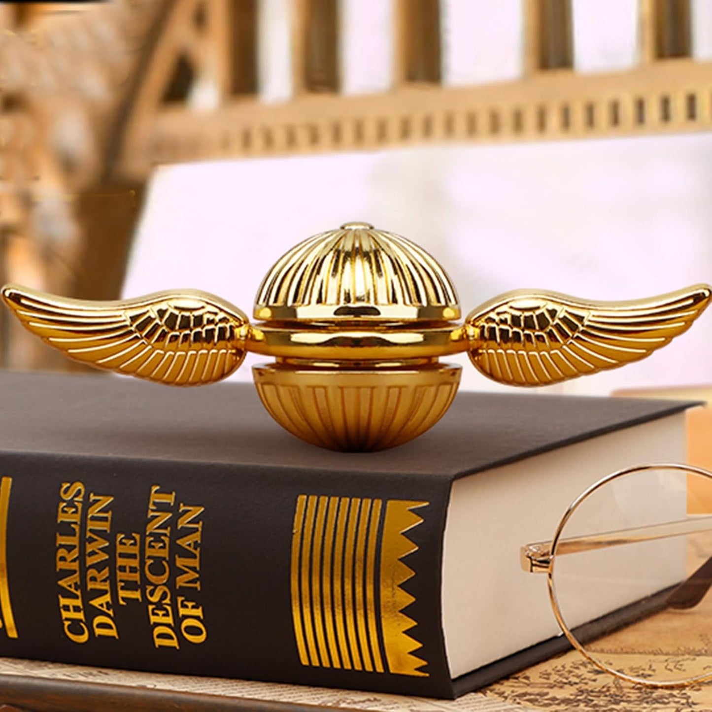 Golden Fidget Spinner Toy Metal for Kids Adults, Cool Margic Orb Fidgit Spinner Finger Desk Spinning Toys, Small Gadget Hand Spinner, Anti Anxiety Stress Relief Toy for Focus, Party Favors Prizes