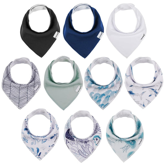 Baby Bandana Drool Bibs for Boys,Super Absorbent Triangle Baby Bibs for Drooling and Teething,100% Cotton Soft for Infant,Newborn 10Pack