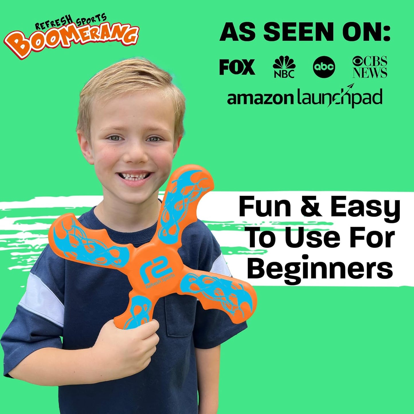 Refresh Sports Soft Boomerang - Best Gifts for Boys & Girls - Fun Kid Stocking Stuffers & Holiday Presents - Outdoor Toys & Birthday Party Favors - Goodie Bag Easter Basket Stuffers for Kids