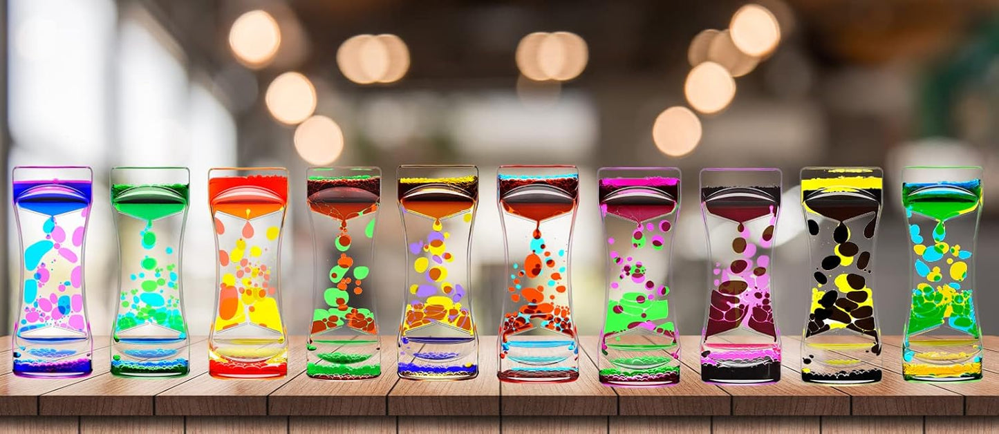 Liquid Motion Bubbler for Sensory Toys, Set of 5 Fidget Timer Liquid Toy for Home Ornament, Oil Drop Water Desk Toys, Liquid Timers for Autism Toys, Relaxing Activity, Different Mixed Colors