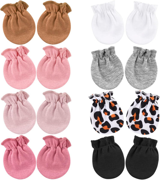 Newborn Baby Mittens No Scratch Cotton Elastic Wrist Gloves Infant Toddler Mittens for Baby Boy Girl 0-6 Months