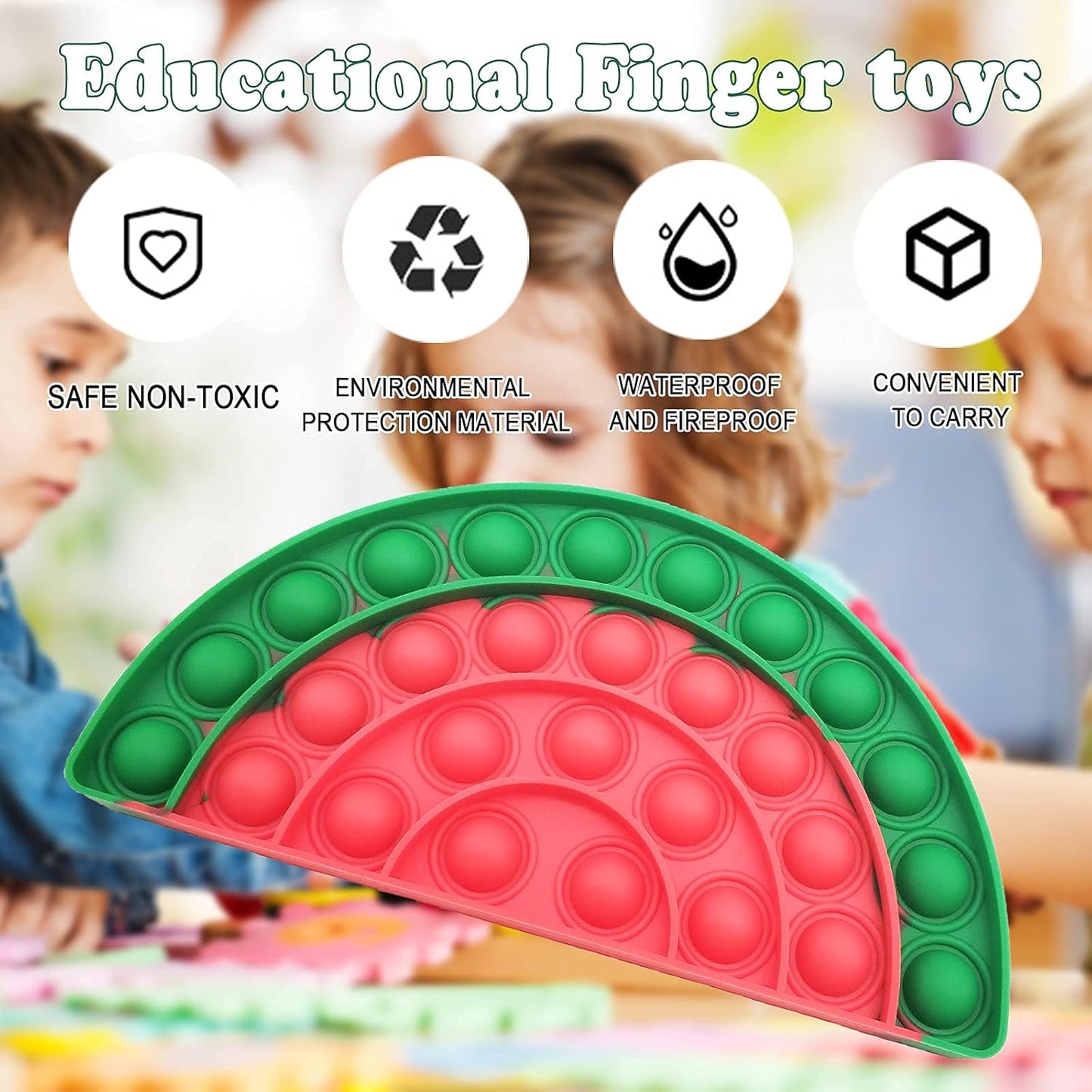 QETRABONE Fidget Sensory Bubble Stress Toy, Fidget Push Toy for Kids, Silicone Fidget Stress Toys for Autistic Children Adult Squeeze Toy Autism (Banana+Avocado+Watermelon)