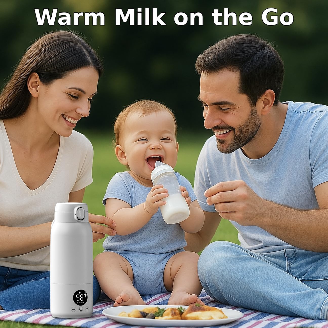 Koalababy Portable Bottle Warmer for Travel – Baby Bottle Warmer with Fast Heating, 17oz Large Capacity Milk Warmer for Breastmilk, Formula, Water, IPX6 Washable, for Car, Airplane & Outdoor Travel