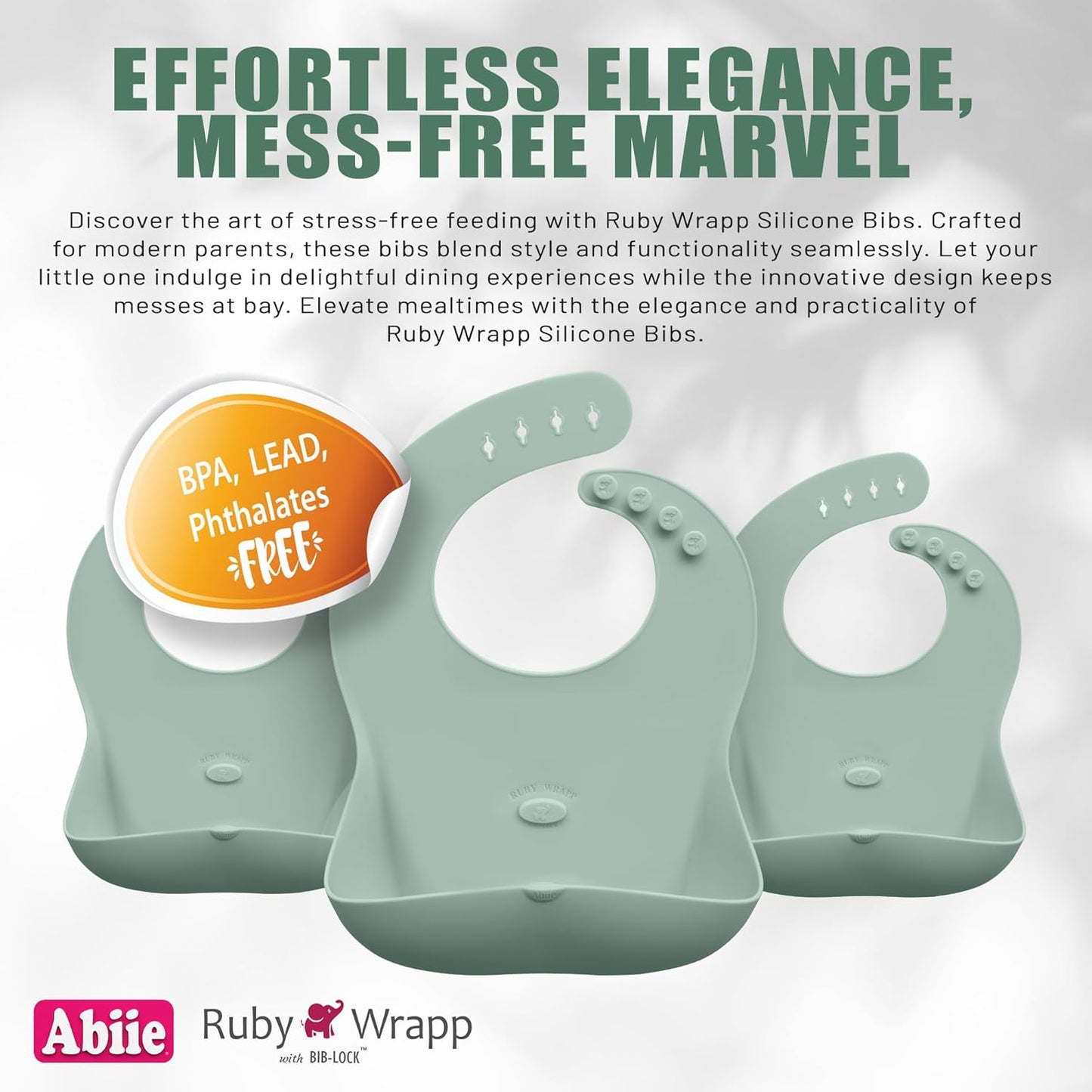 Abiie Ruby Wrapp Silicone Bibs for Babies with Front Pocket - Waterproof Bib - Stain Resistant - Silicone Toddler Bibs