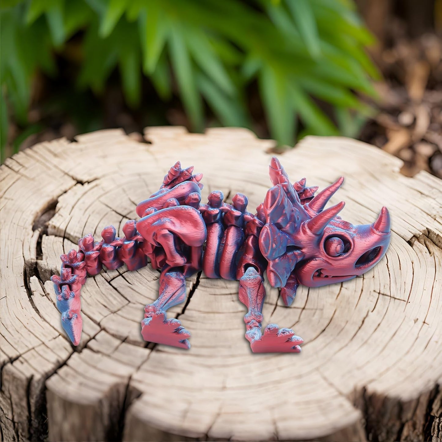 FunisFun 3D Printed Dragon with Articulated Joints for Adult, 3D Printed Dinosaur Fidget Toys Decor for Stress Relief (Triceratops-BP, 1P)