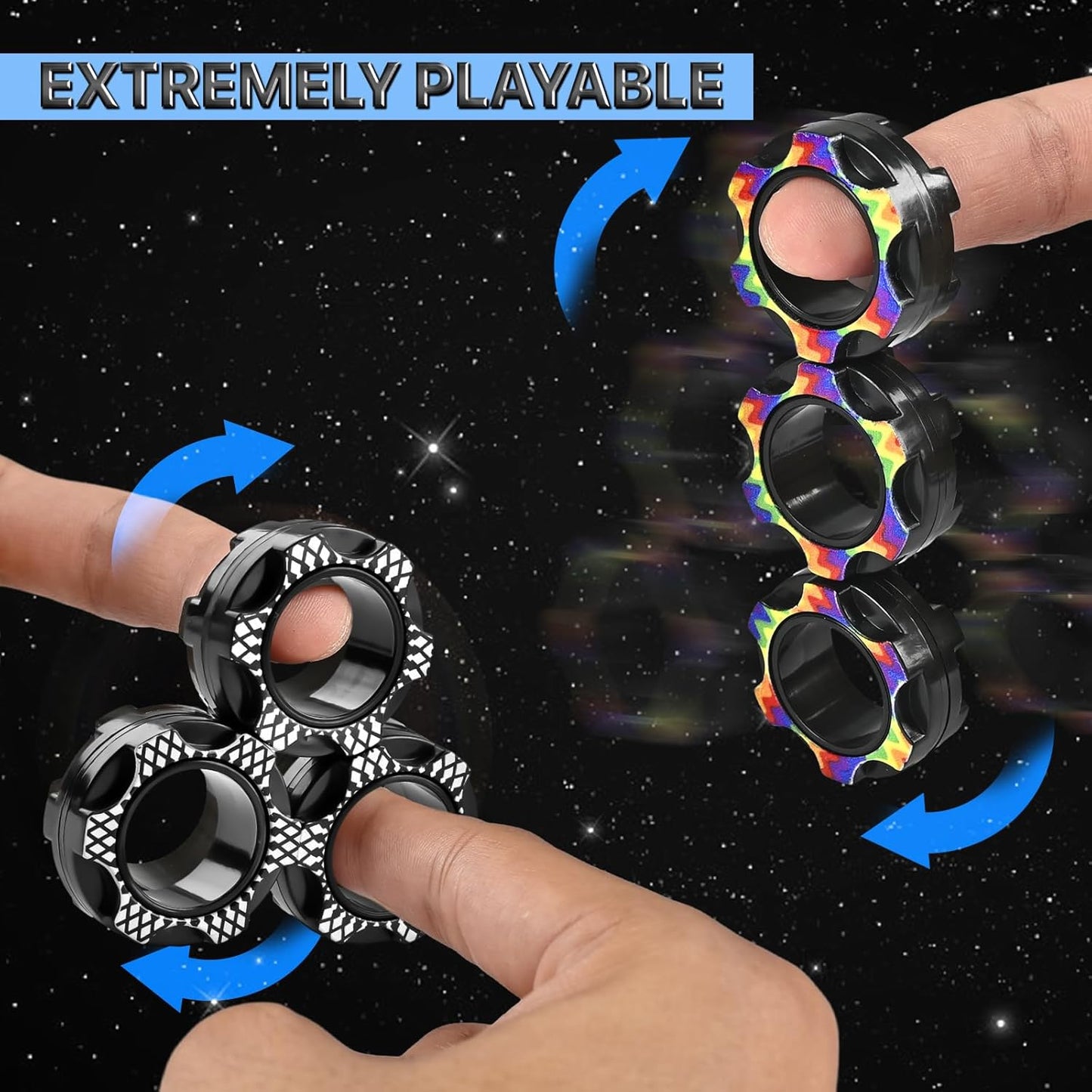 Fidget Toys Adults Set, Easter Basket Stuffers Gift for Kids Teen Cool Gadget Sensory Pack with Figette Spinner Cube ADHD Anxiety Relief Stress Magnetic Ring Office Desk Manget Toy for Boys…