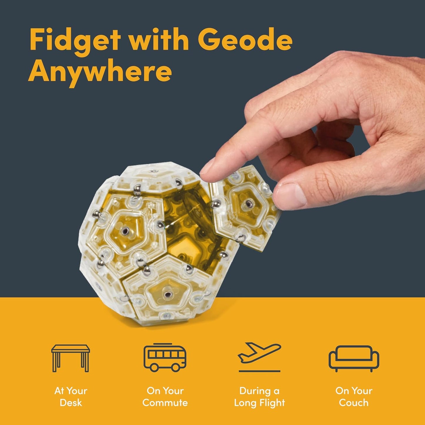 Speks Geode Sphere Magnetic Fidget Toy for Adults | Quiet Adult Sensory Toy for Stress Relief & Anxiety, Office Desk Toy & Top Gadget Gift Idea | Topaz, 12-Piece Set
