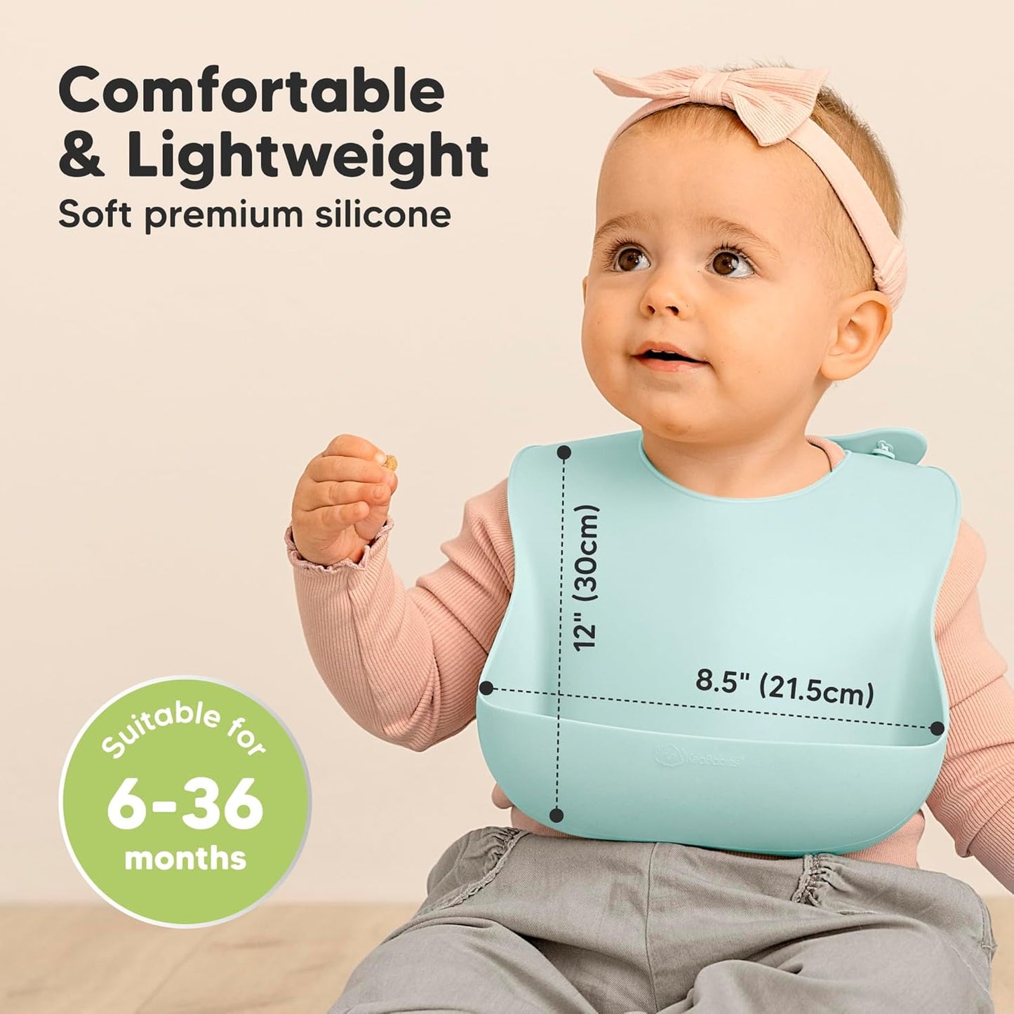 KeaBabies 2-Pack Silicone Baby Bibs for Eating - Sturdy Food-Grade Silicone Bibs for Babies Girl, Boy, Large Food Catcher, Clean & Put On Easily, Waterproof Toddler Feeding Essentials (Amaze)