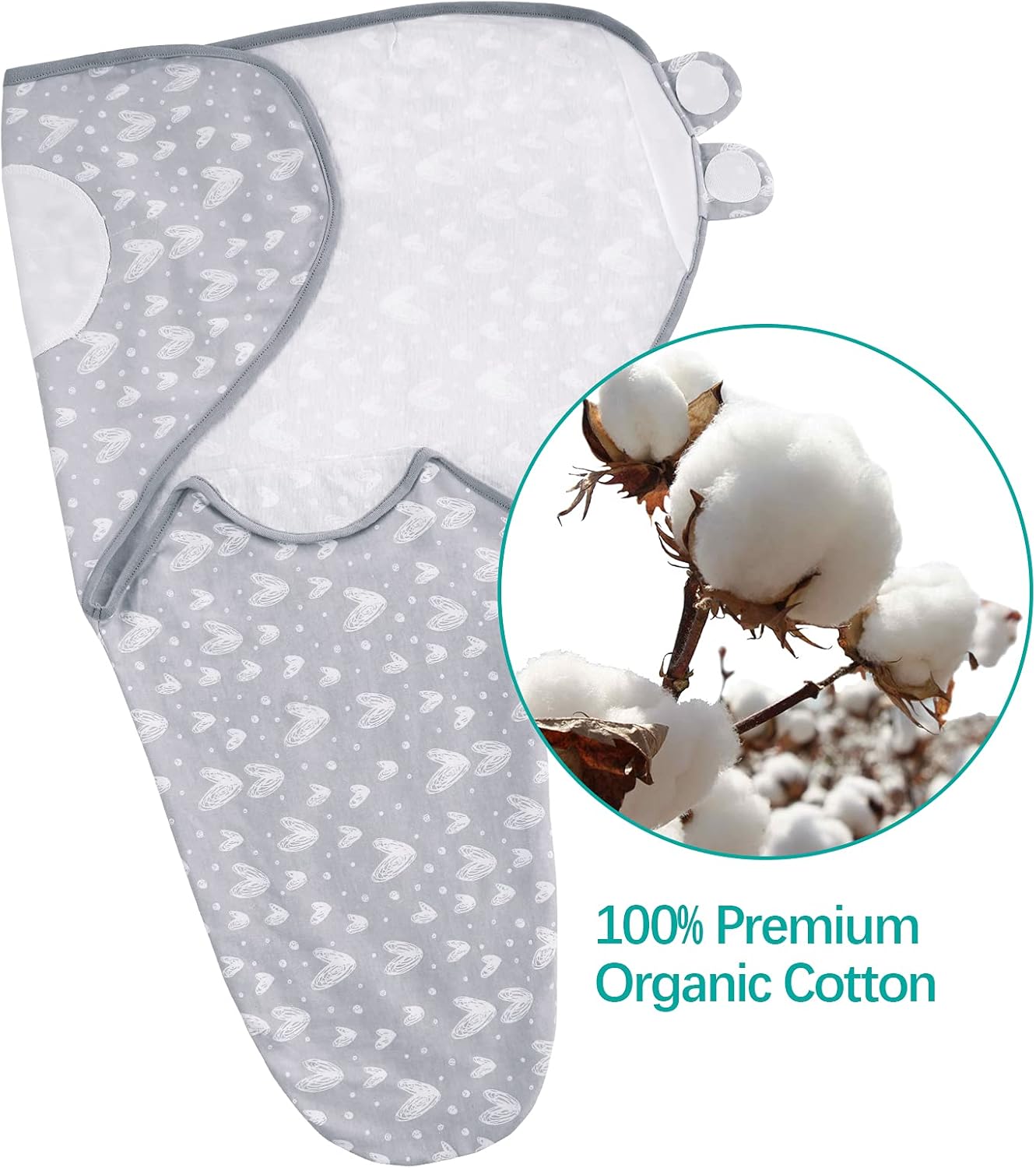Biloban Baby Swaddles 0-3 Months for Boy & Girl, Cotton Swaddle Blanket, Newborn Essentials, Lovely Grey Print, 4 Pack