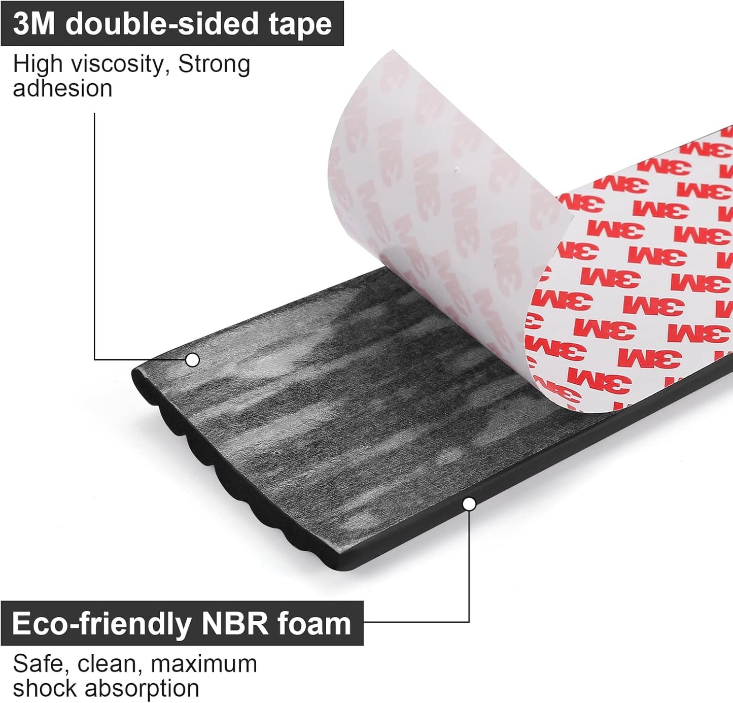 Upgrade Baby Proofing Edge Guards 6.6 ft Protector with 3M Adhesive Double Sided Tape,Extra-Wide Soft NBR Rubber Foam Padding,Furniture Safety Corner Edge Bumper Guard-Black