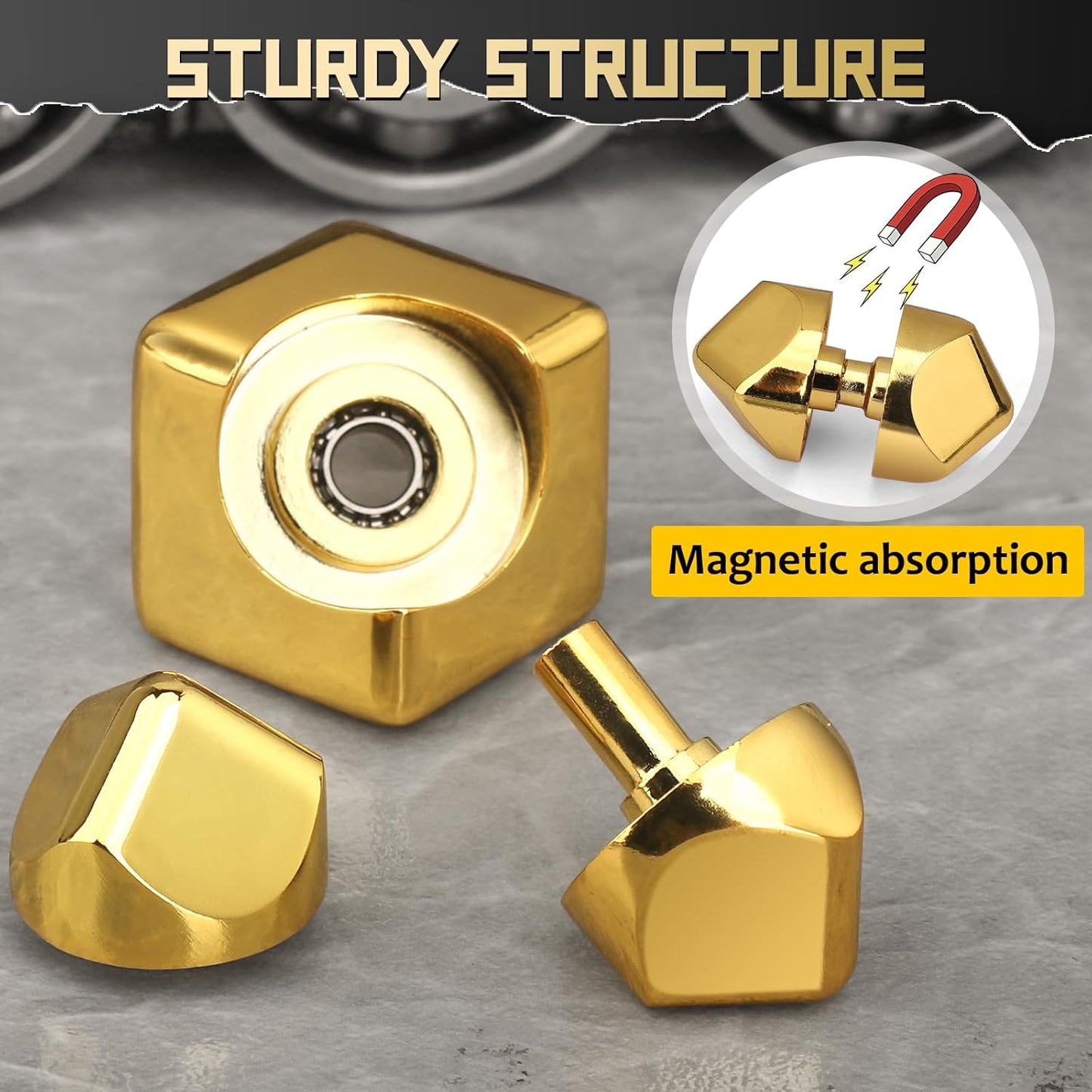 Metal Fidget Spinner Cube Kinetic Toy for Kid Adult, Cool EDC Small Gadget Desk Toy Finger Game for Boy Men Gift Classroom Prize, 2-in-1 Hand Spinner Infinity Cube Block Gyro for Stress Relief