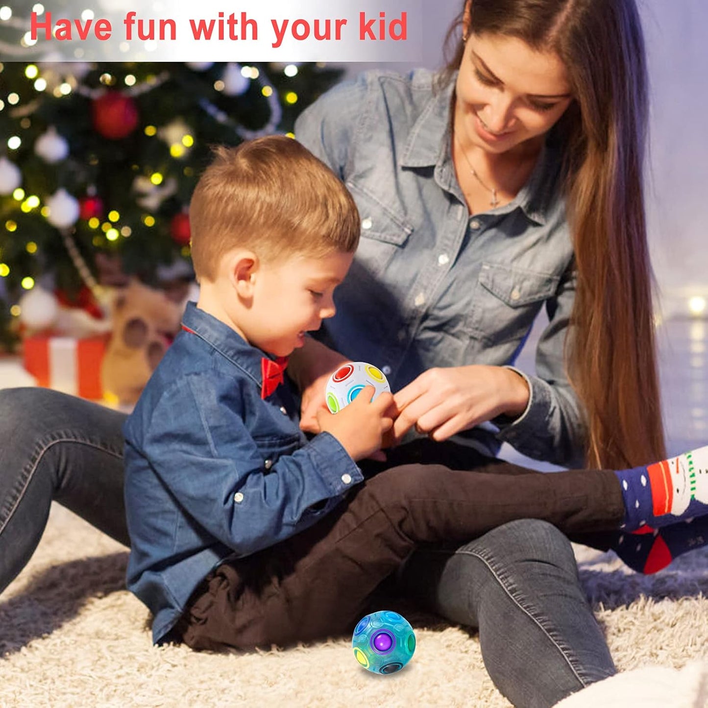 Vdealen Magic Rainbow Puzzle Ball, Fidget Ball Puzzle Brain Teaser Fidget Toy for Boys & Girls- Birthday Party Easter Valentines Day Christmas Stocking Stuffers for Kids Teen & Adults-2 Pack