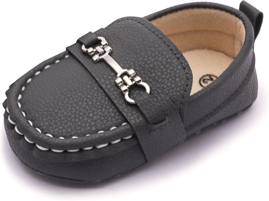 LONSOEN Baby Girls Boys Loafers Prewalker Dress Crib Shoes
