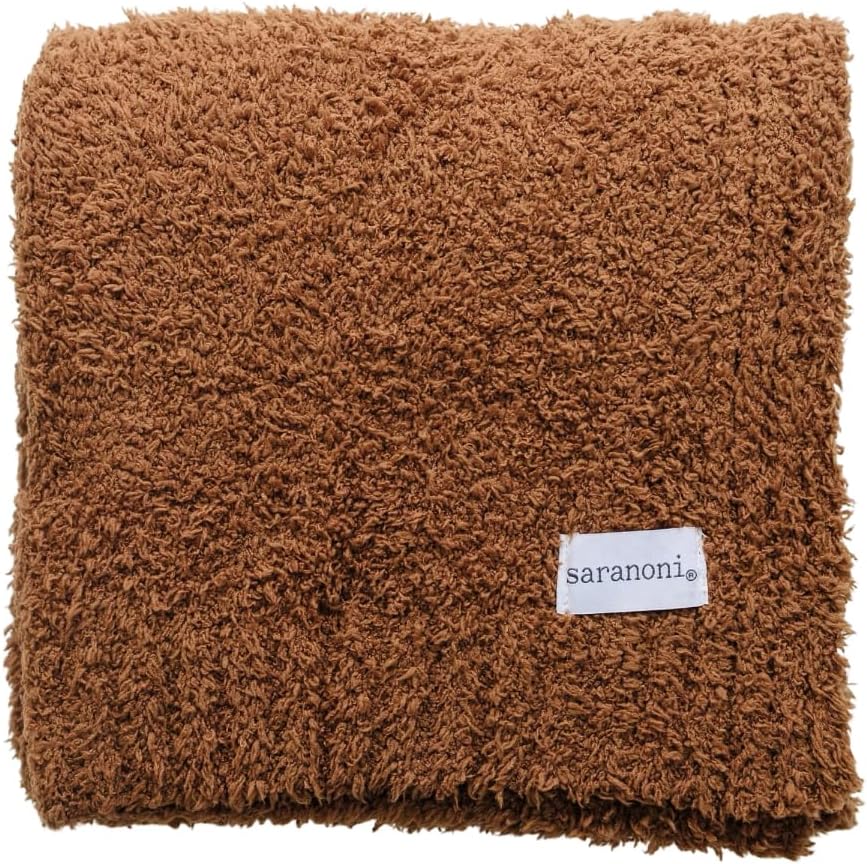 SARANONI Bamboni Luxury Baby Blanket | Plush Blanket for Infant Boys & Girls | Receiving Blanket 30” x 40" | Caramel