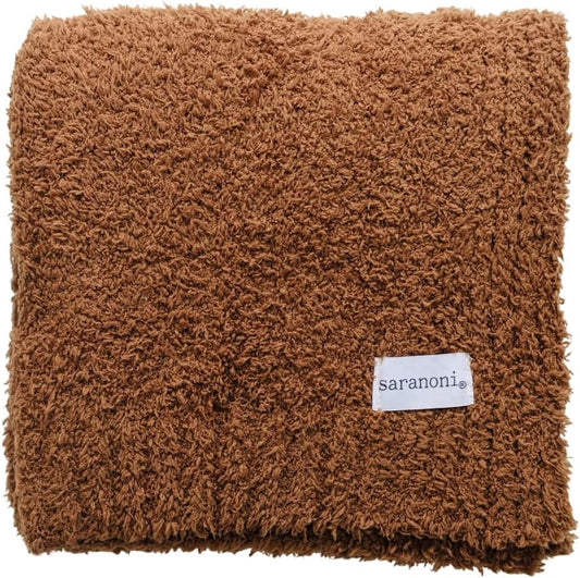 SARANONI Bamboni Luxury Baby Blanket | Plush Blanket for Infant Boys & Girls | Receiving Blanket 30” x 40" | Caramel