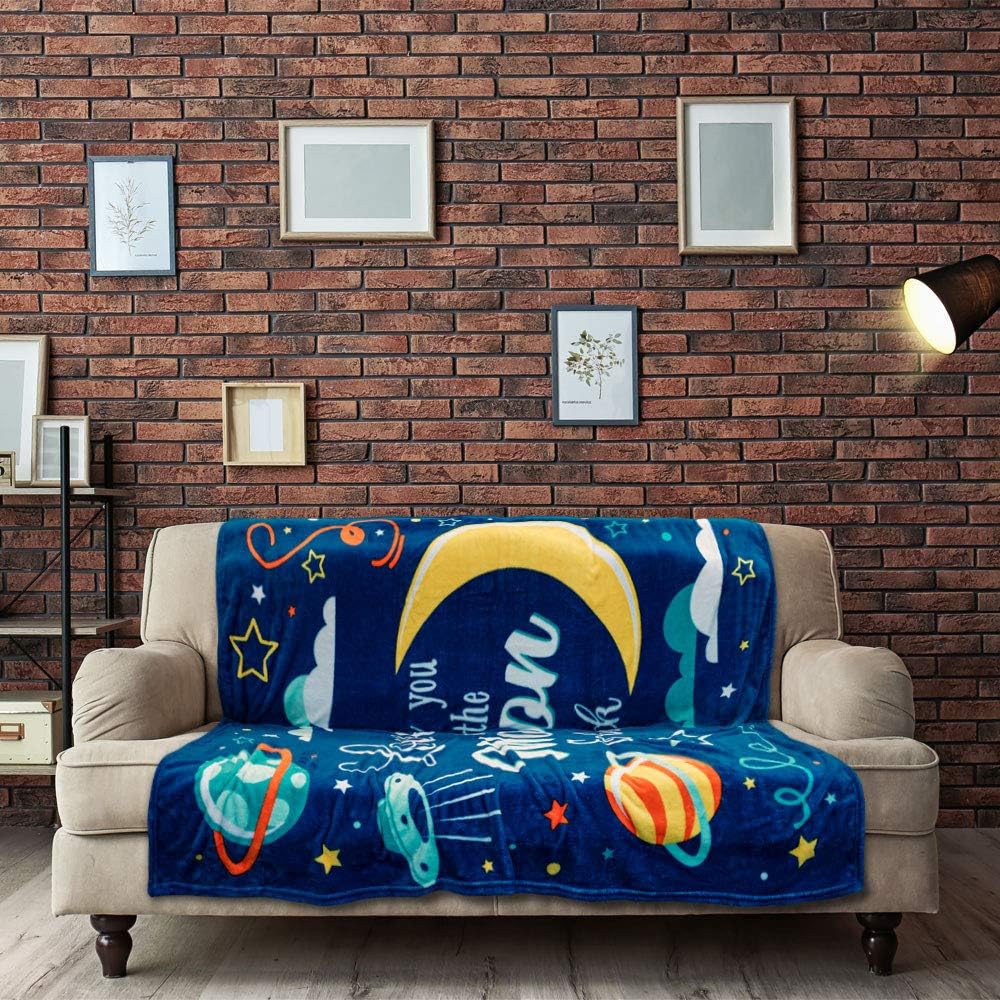 Love You to The Moon & Back Super Soft Throw Blanket - 50x60 Throw Blanket for Bedroom, Living Room, Spring Time, Holidays, Kids, Babies, Adults & Decor, Gifts