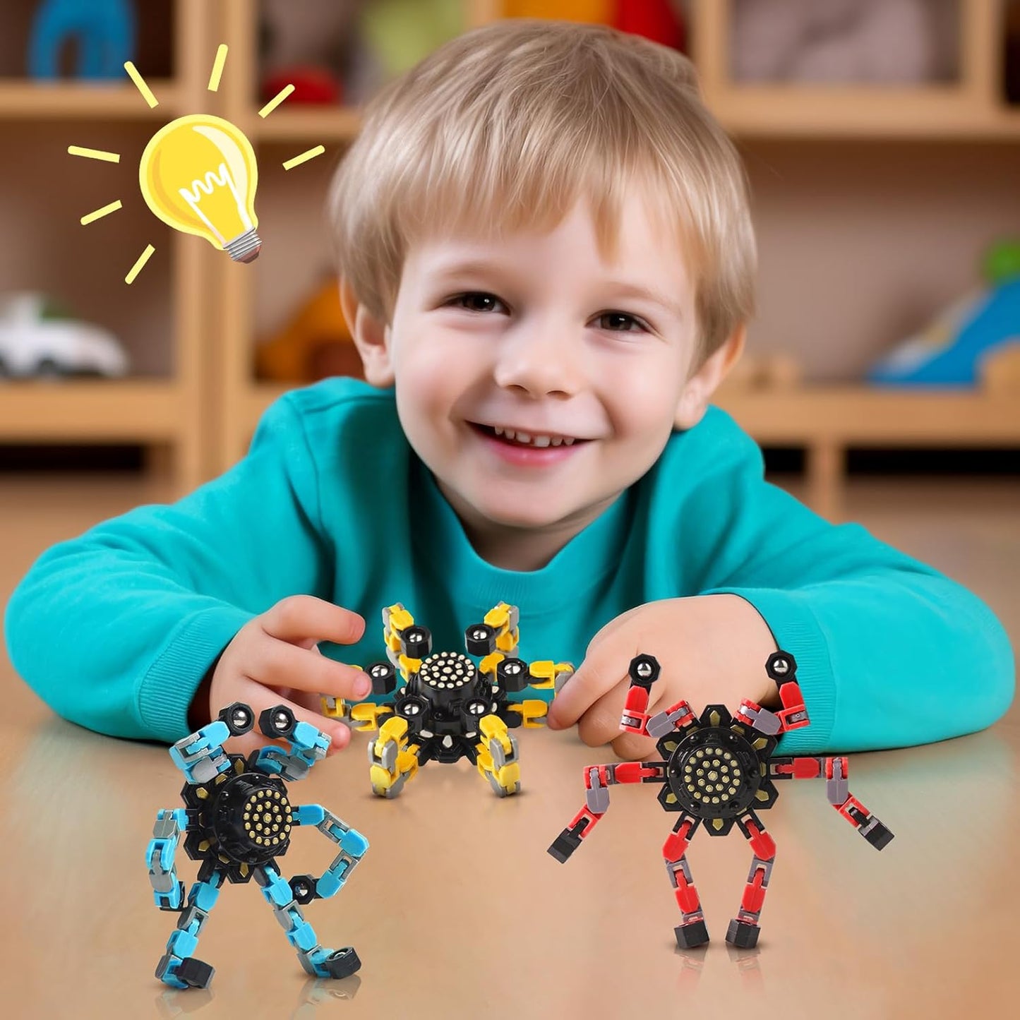 Transformable Fidget Spinners for Kids and Adults Stress Relief Sensory Toys for Boys and Girls Fingertip Gyros for ADHD Autism for Kids (Fidget Toys 48pc)