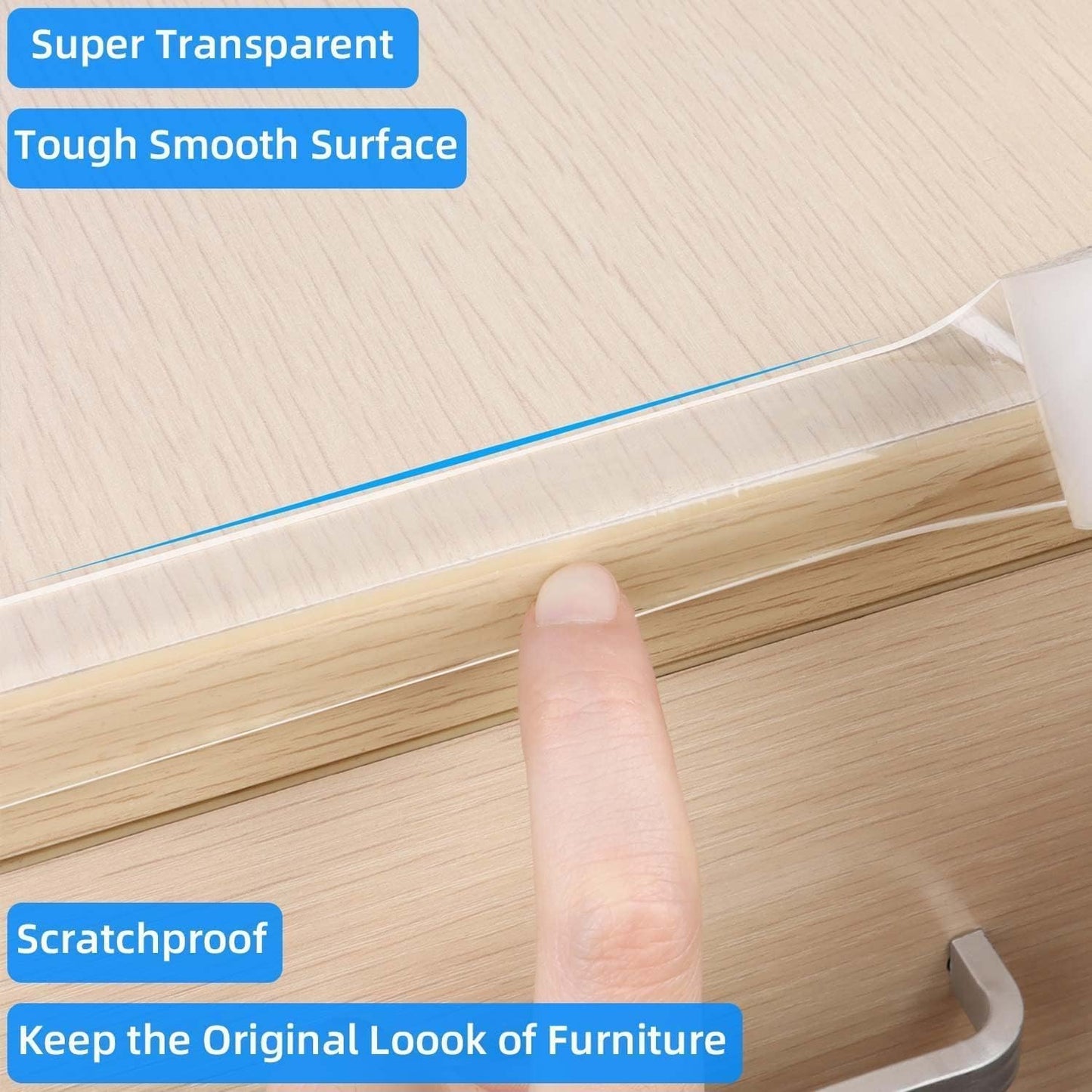 2Pack Clear Edge Protector Strip, 0.8in x 3.28FT(6.56FT Total), Sharp Edge Wrap Cover Tape, Self Adhesive Protective Bumper Guards for Cabinet Door Desk Glass Table Bed Furniture, Kitchen Countertop