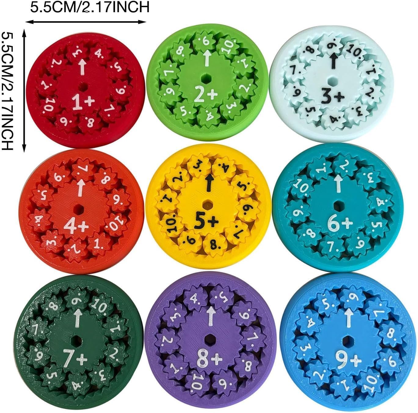 Math Fidget Spinners,3D Printed Math Fidget Toy Multiplication,Math Fact Fidget Toys for Kids Fun Early Education Math Fidget Spinner Games,Perfect for Stimmers & Fidgeters 9pcs (Add Or Subtract)