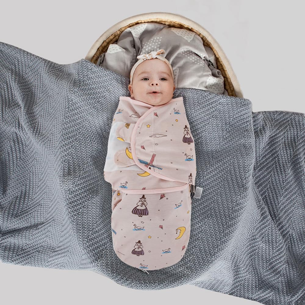 HOUSBAY 100% Cotton Baby Swaddle Sleep Sacks for Newborn Swaddling Blankets Adjustable 2-Way Zipper 1 Pack（Medium/Large | 3-6 Months）