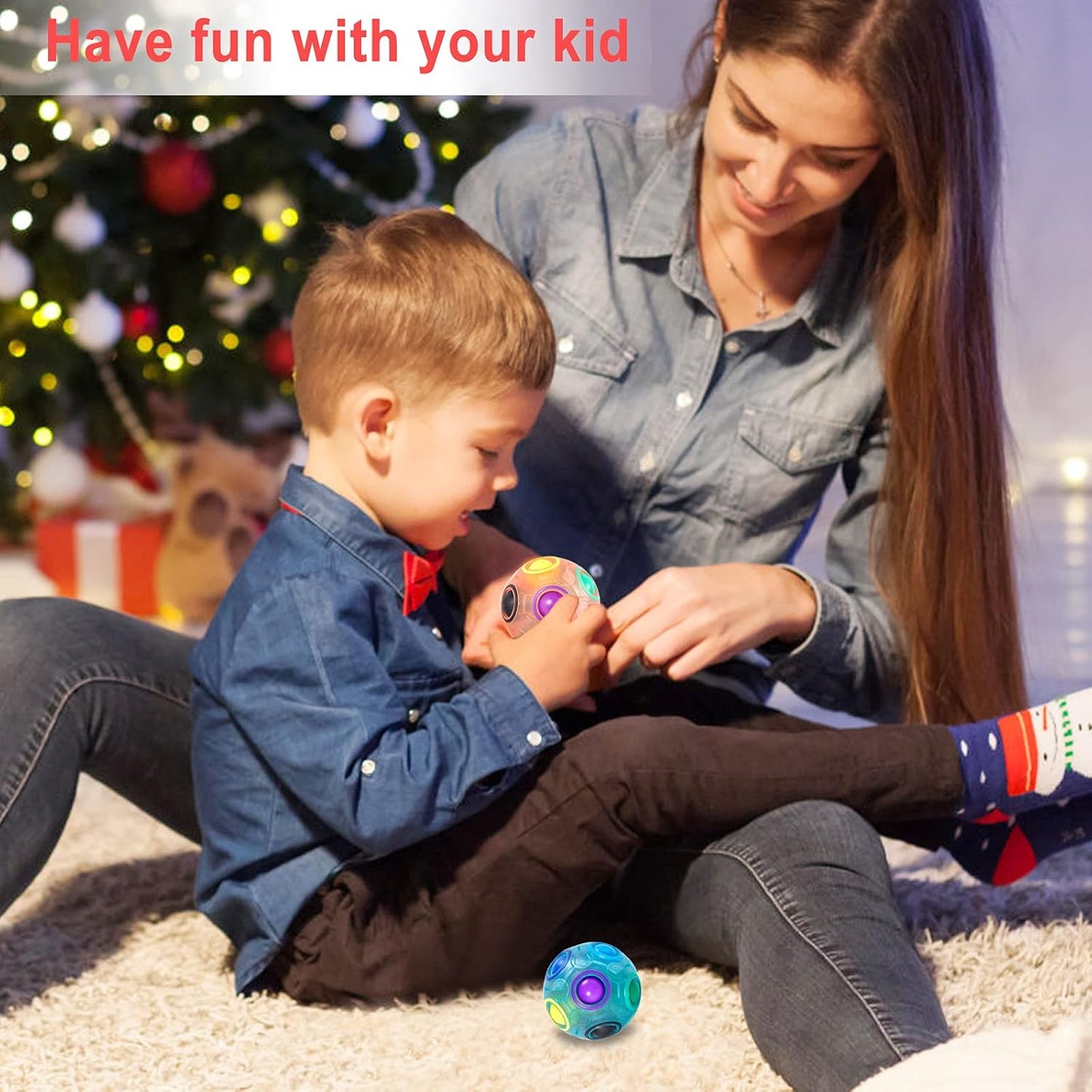 Vdealen Magic Rainbow Puzzle Ball, Fidget Ball Puzzle Brain Teaser Fidget Toy for Boys & Girls- Birthday Party Easter Valentines Day Christmas Stocking Stuffers for Kids Teen & Adults-2 Pack