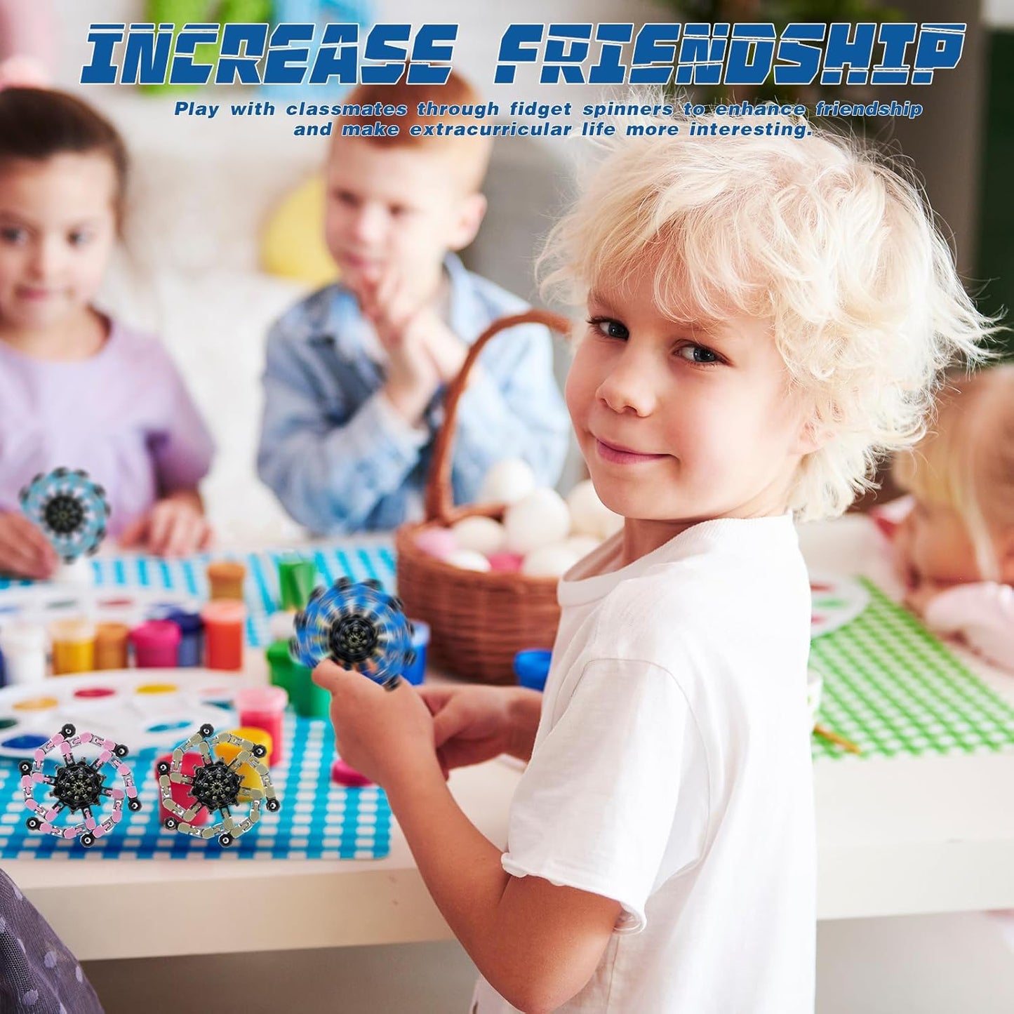 6 Pcs Transformable Fidget Spinners Bulk Robot Sensory Fidget Toys Stress Relief Spinner DIY Deformation Mechanical Gyro Toys Easter Party Favors for ADHD Autism Kids Adults