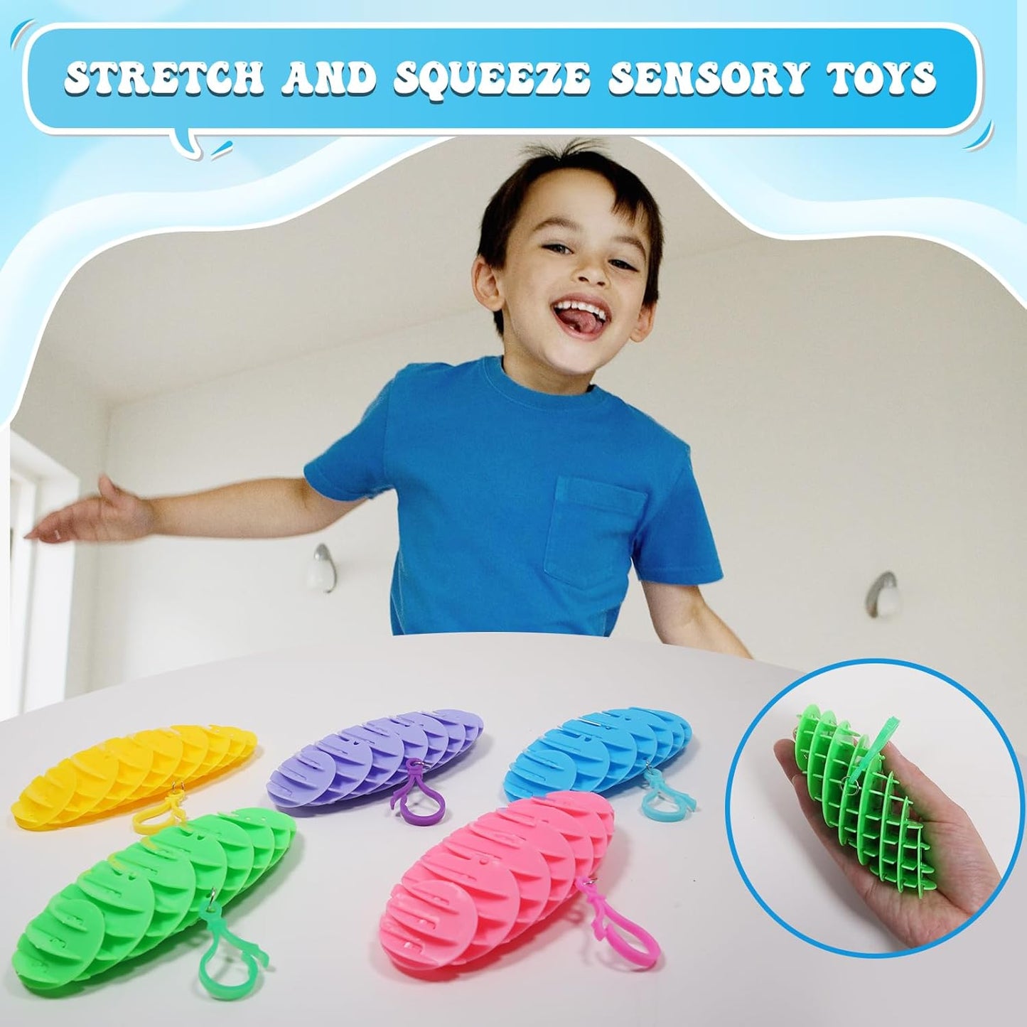 Hanging Decoration Style Elastic Worm Fidget Toy, Stretch and Squeeze Fidget Worm Sensory Toys for Kids,Gifts Stress and Anxiety Relief Calming Fidgets Desk Toys for Adults,Exercise Wrist (Purple)