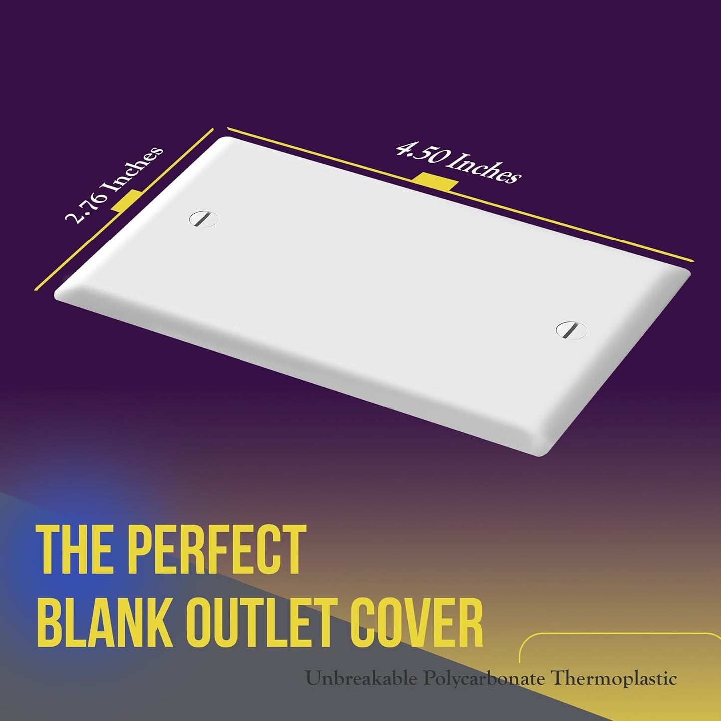 ENERLITES Blank Cover Wall Plate, Gloss Finish, Standard Size 1-Gang 4.50" x 2.76", Polycarbonate Thermoplastic, 8801-W, White