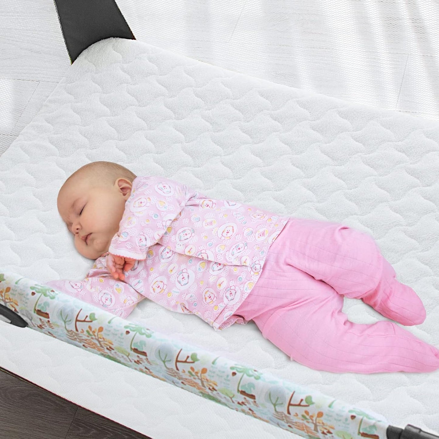 Pack and Play Mattress Pad Protector 38" x 26", 2 Pack Waterproof Pack and Play Cover Sheets, Compatible with Graco Pack n Play, Baby Trend, Dream On Me & Pamo Babe, Quilted Cotton Terry Surface