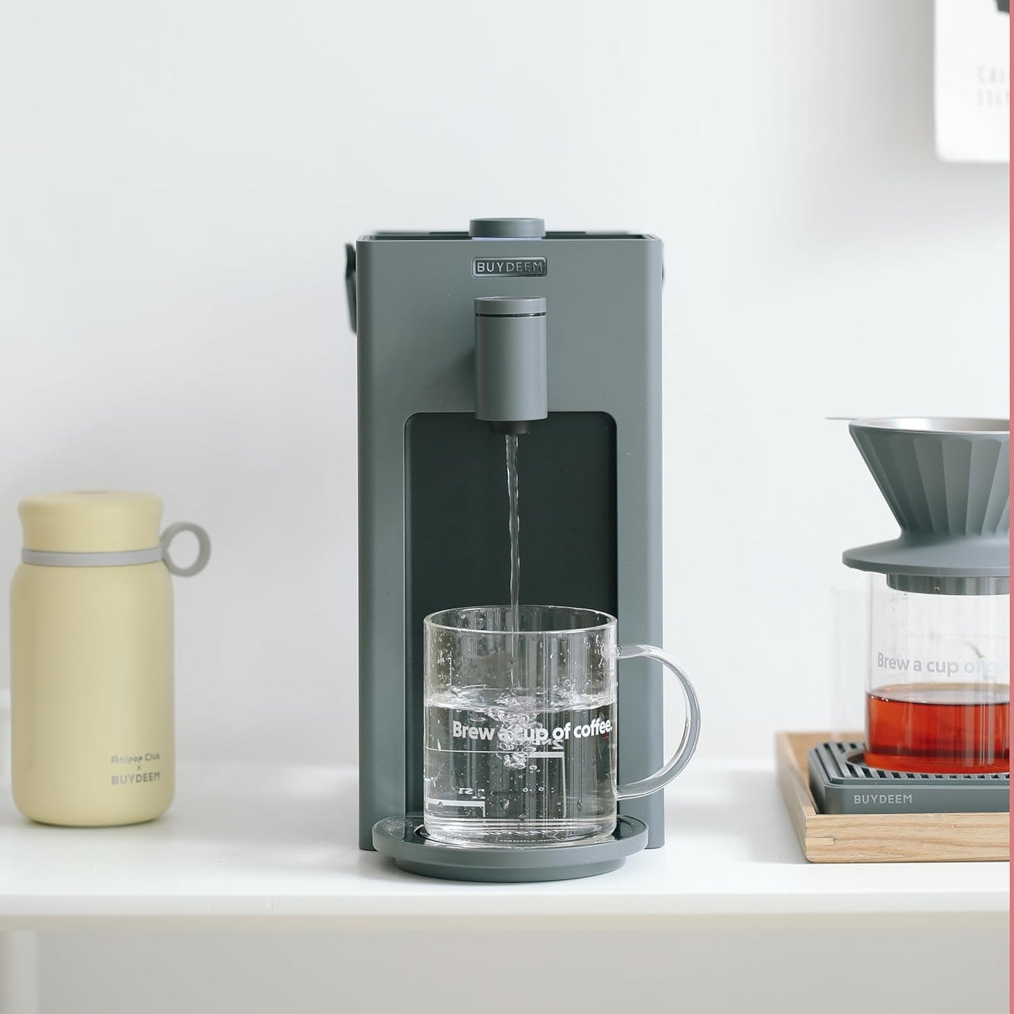 BUYDEEM S9023 Instant Hot Water Dispenser, Countertop Water Boiler & Warmer for Tea, Coffee and Baby Formula, Adjustable 8 Temperatures & 5 Water Outputs, 3L Water Tank(102oz), Dark Gray