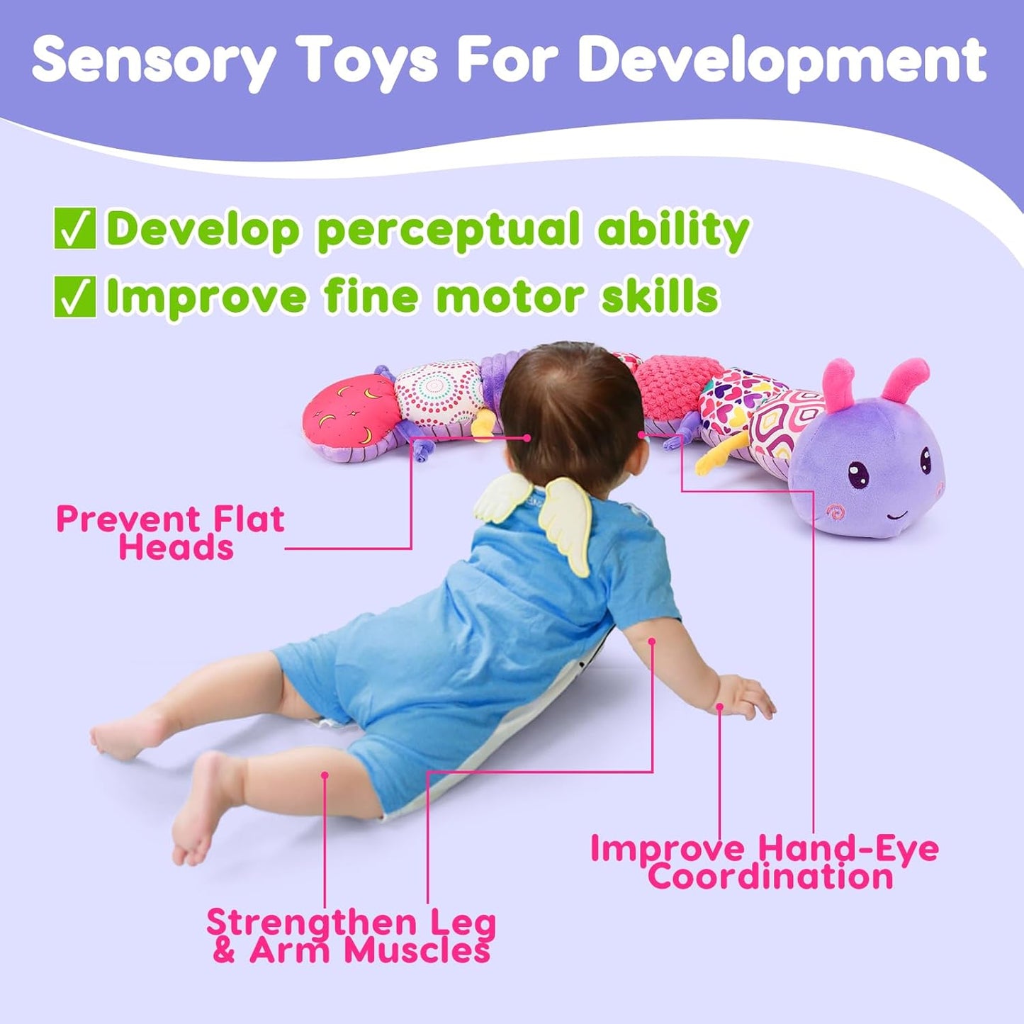 Baby Girl Toys 0-3-6 Months Musical Stuffed Animals Plush Caterpillar Toy with Crinkle Rattles Tummy Time Sensory Learning Toys for Infants 6-9-12 Months Newborn Girls Boys Essentials Shower Gifts 1