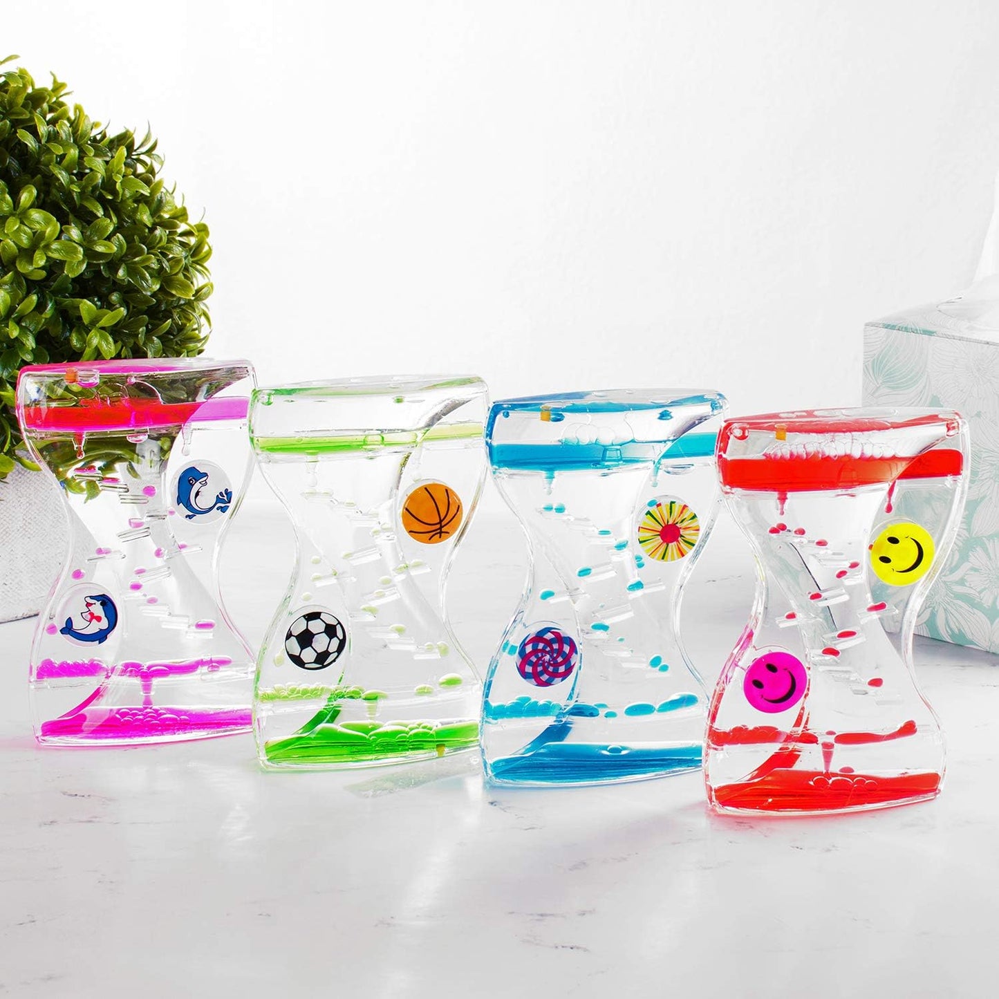 Super Z Outlet Colorful Liquid Motion Bubbler Desk Sensory Toy Timer Zig Zag Floating Rotating Circles for Play, Fidgeting, Captivating Distraction (Swirls)