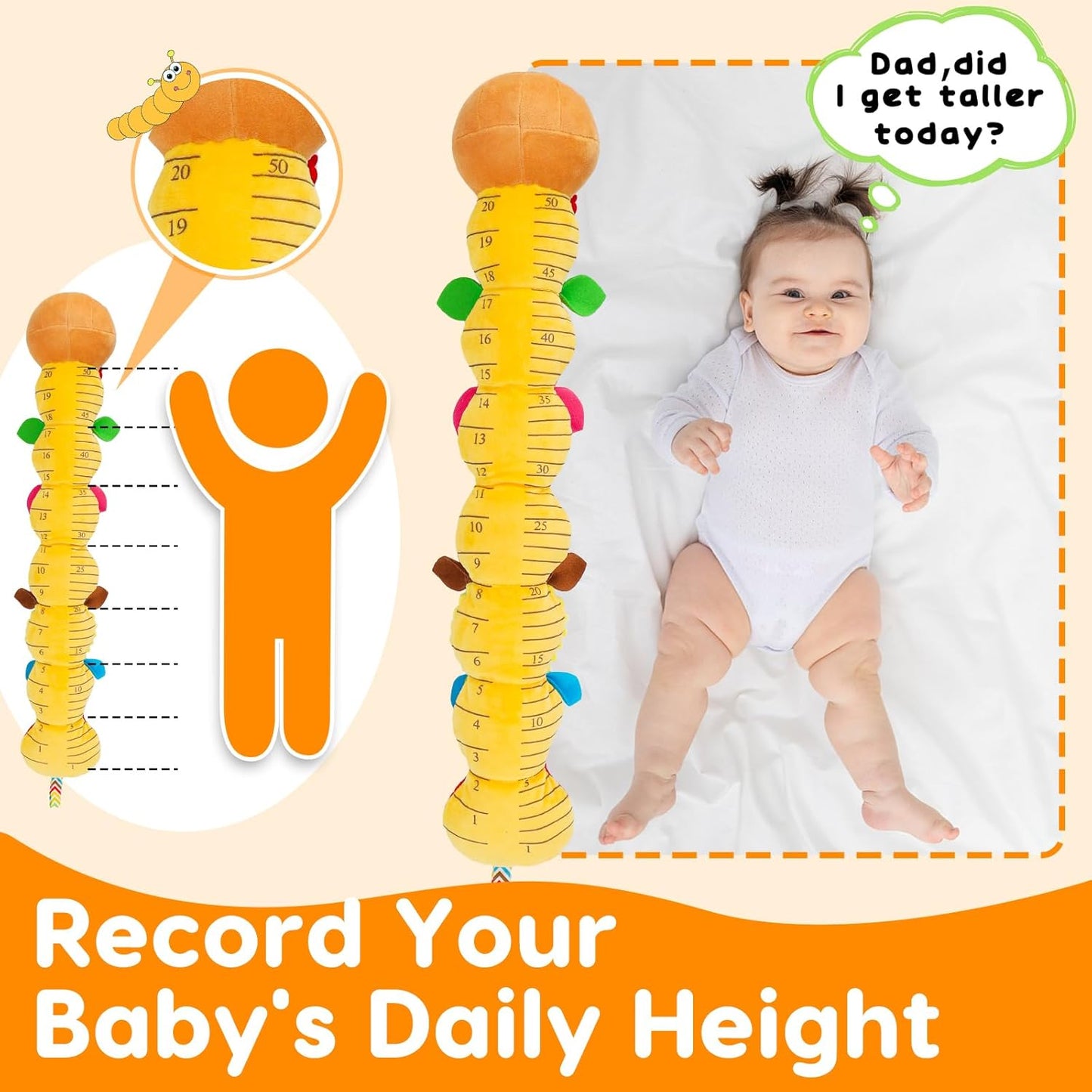 Baby Sensory Caterpillar Toys 0-3 Month Music Animal Stuffed Plush Toy for Infant 0-3-6-12 Month Tummy Time with Crinkle Rattle for Newborn 9-12 Month Texture Toy for Boy Girl Birthday Shower 1