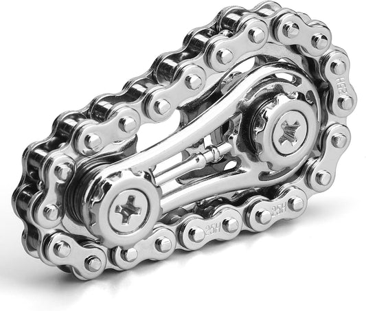 Cool Sprockets Fidget Chain, Assemble Fidget Spinner Ring Toys for Kids Adults, Metal Fidgeting Sensory Bike Chain Gears Cube, EDC Novelty Stress Relief Hand Finger Spinner Kinetic Desk Office Gift