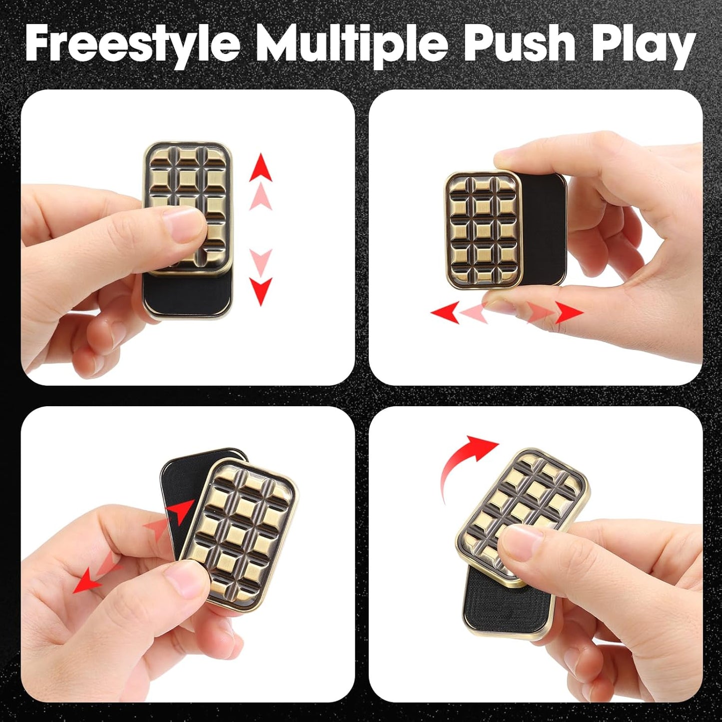 Fidget Slider Metal Magnetic Fidget Toys Adults for Stress Relief Building Blocks (Metallic)