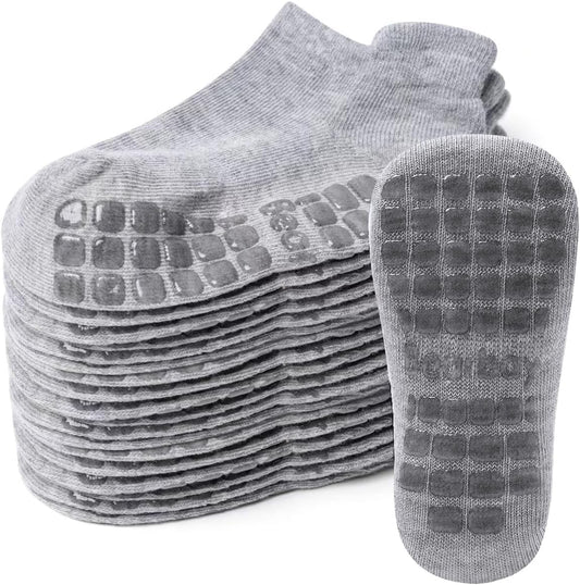 Baby Non Slip Ankle Socks with Grippers for 0 Months-7 Years Old Walking Socks