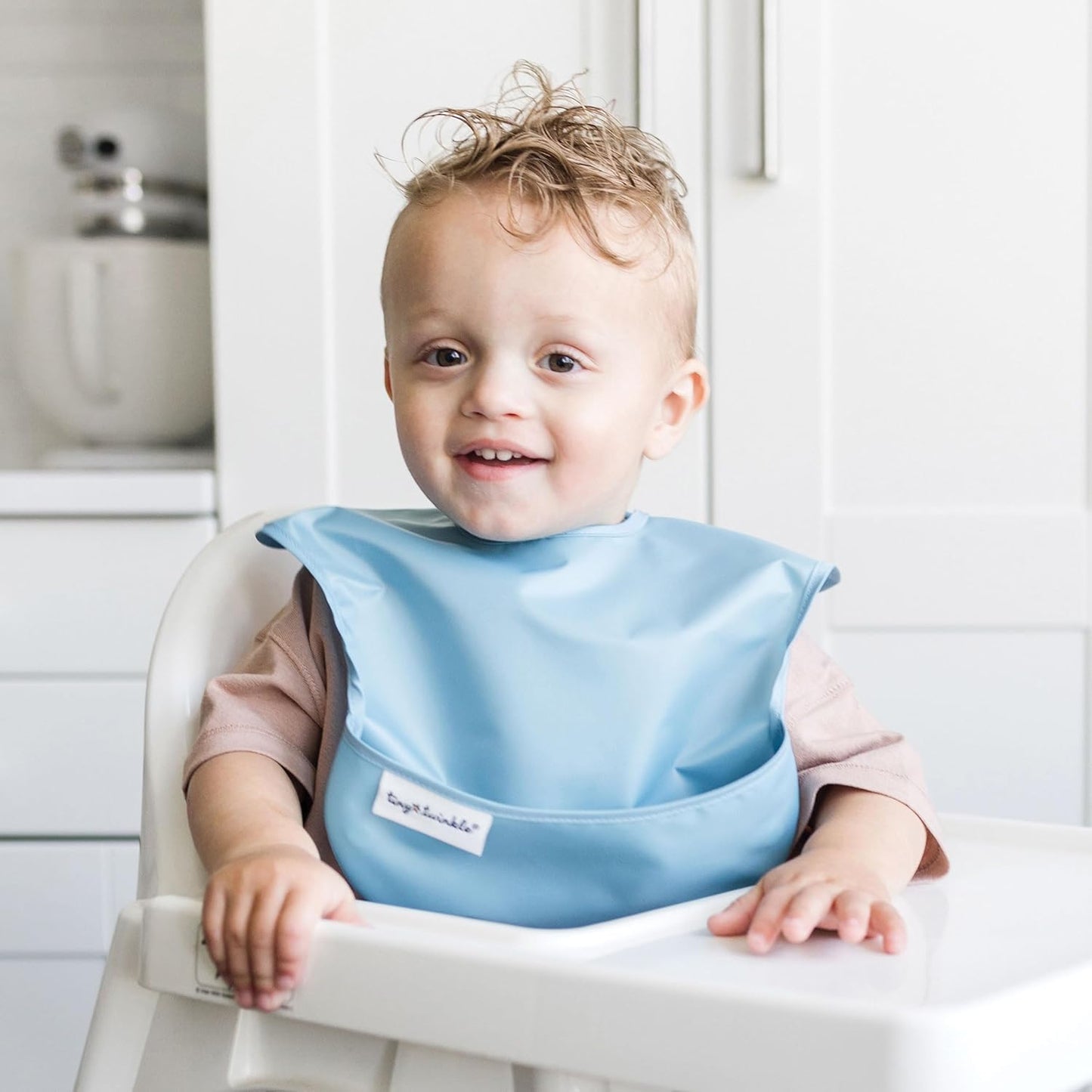 Tiny Twinkle Mess Proof Baby Bibs for Eating - Waterproof, Wipeable Bibs - Toddler Bibs - Travel Friendly - PFAS, PVC, BPA, Phthalate Free - Baby Food Bibs(3 Pack,Sea, Dino)