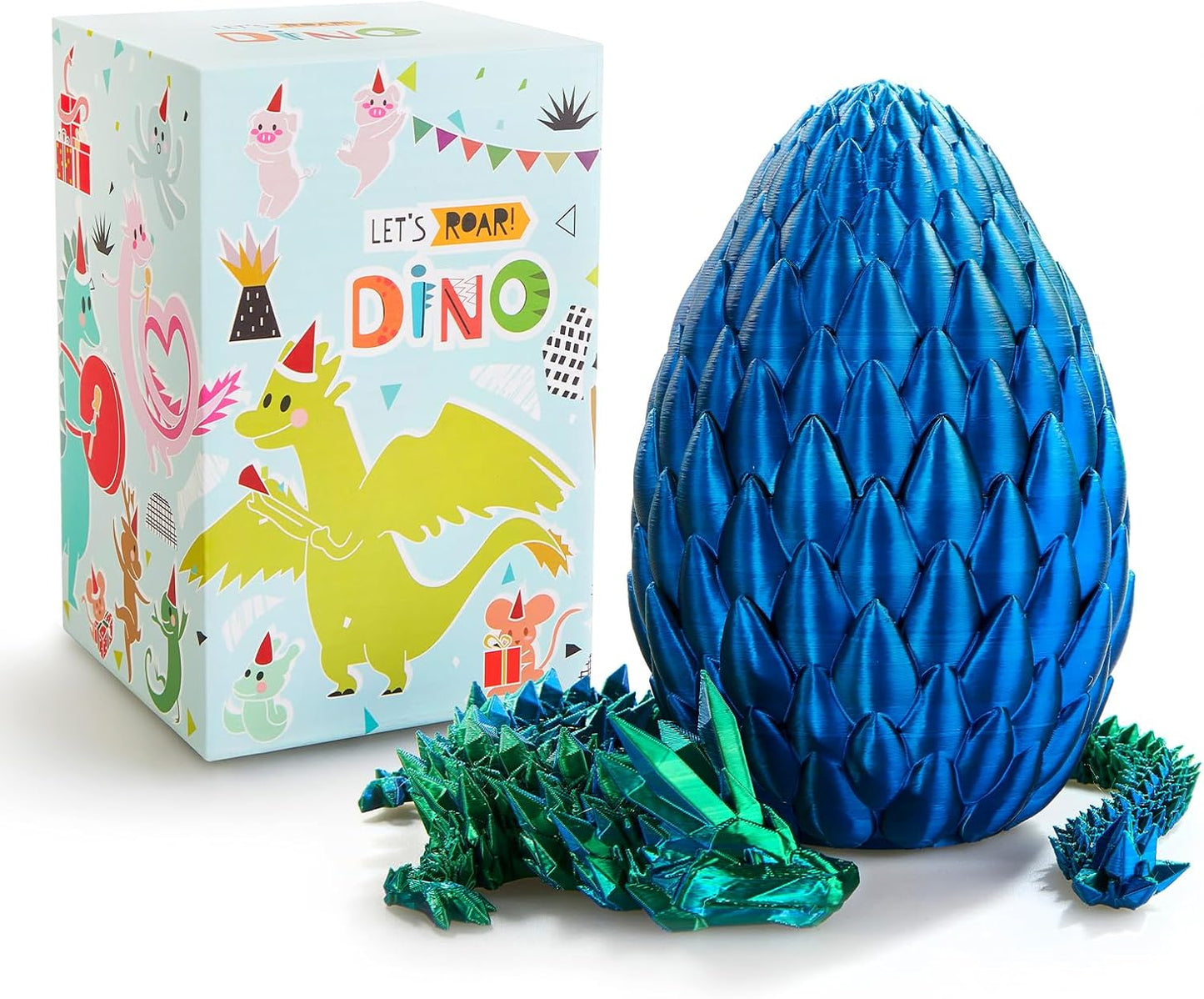 15 inches Dragon with Egg, Blue Dragon Toy,Articulated Crystal Dragon,Fidget Toy Cool