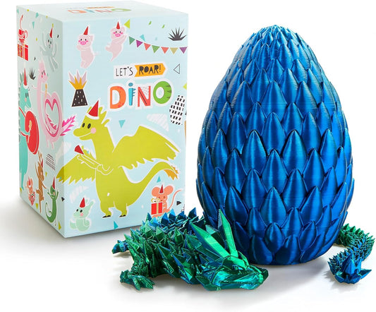 15 inches Dragon with Egg, Blue Dragon Toy,Articulated Crystal Dragon,Fidget Toy Cool