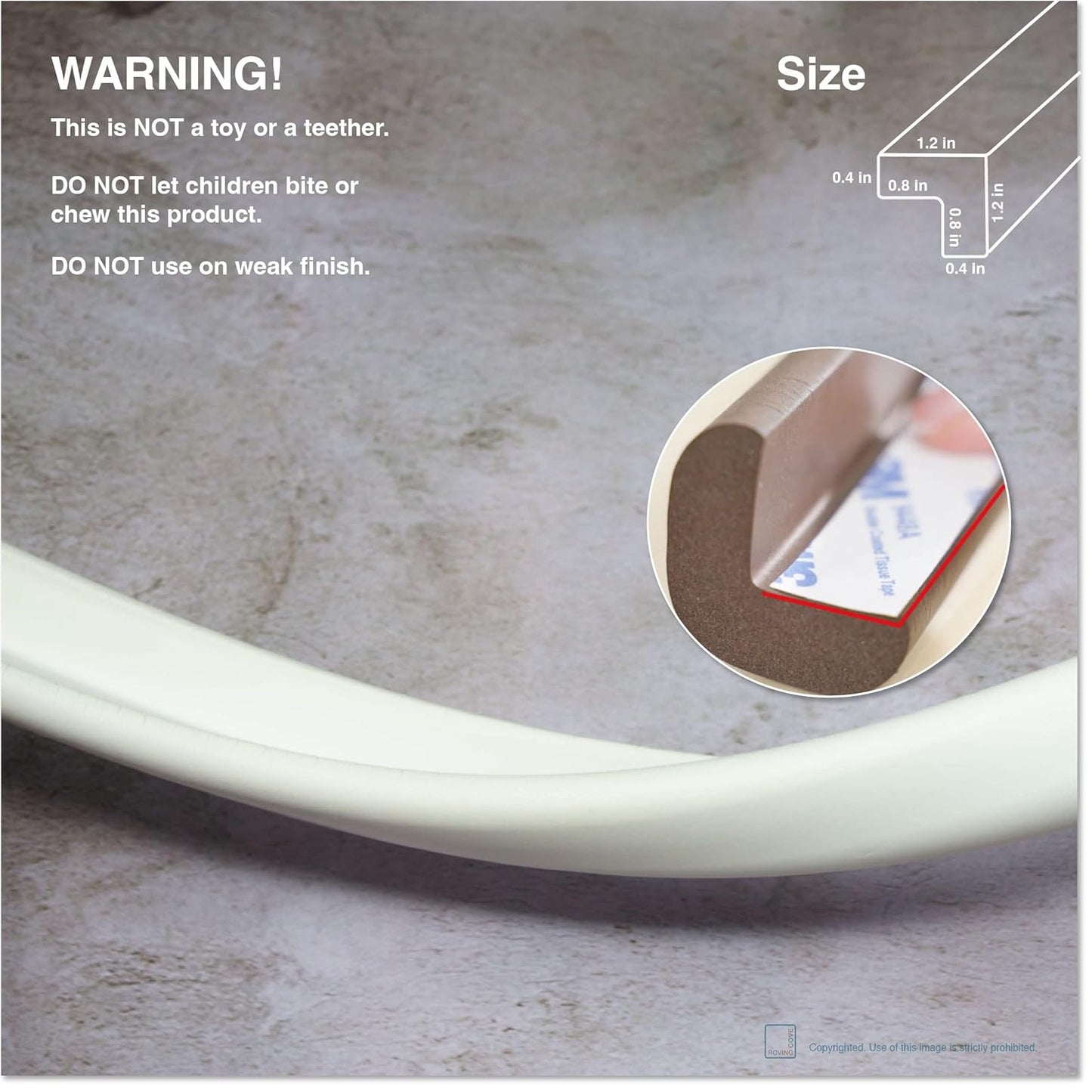 Roving Cove HeftyFit Edge Protector for Baby Proofing (12ft Large Edge Only), Heavy-Duty Soft Furniture Edge Bumper Guards, Desk Edge Cushion, Wall Corner Covers, 3M Adhesive, Oyster White (Off White)