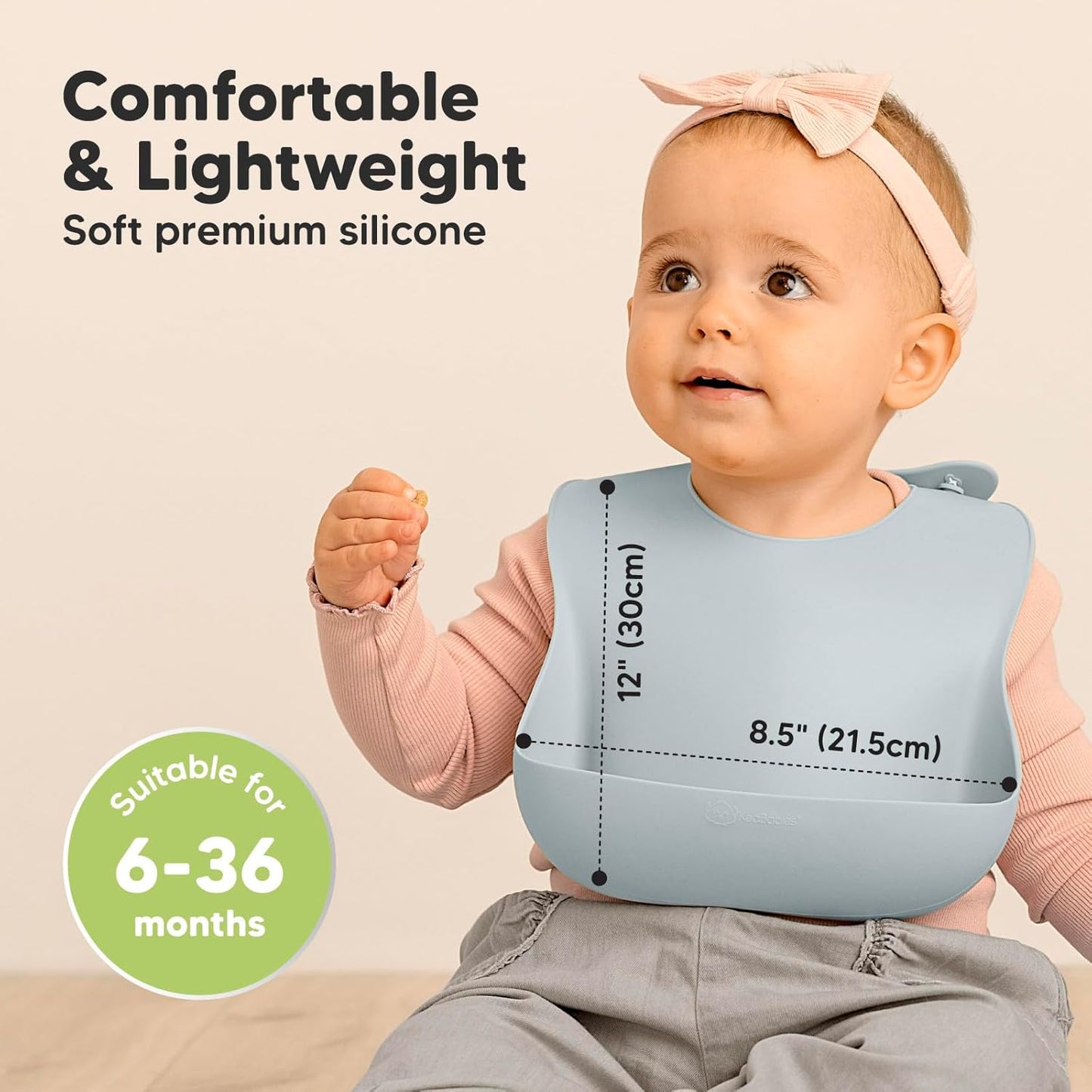 KeaBabies 2-Pack Silicone Baby Bibs for Eating - Sturdy Food-Grade Silicone Bibs for Babies Girl, Boy, Large Food Catcher, Clean & Put On Easily, Waterproof Toddler Feeding Essentials (Alps)