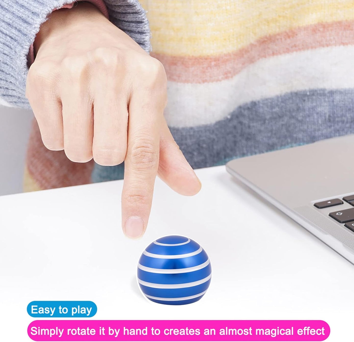 Desk-Fidget-Toys for Kinetic-Toy: Cool-Gadgets Cool-Stuff for Adults Kids Teens, Spinning Up to 180 Seconds, Stress Relief Toy for Christmas Optical-Illusion Gift for Office School Home Women Men