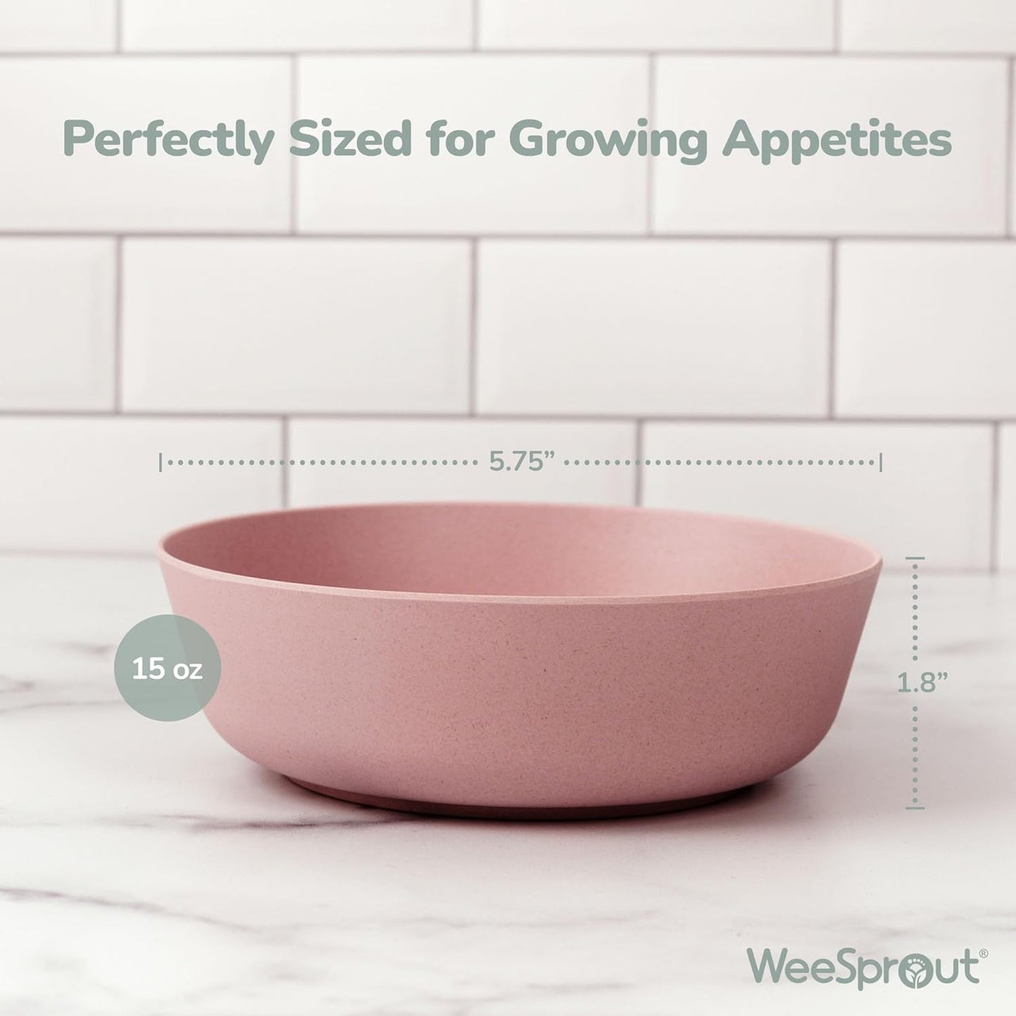 WeeSprout Bamboo Kids Bowls with Lids, Set of Four 15 oz Kid-Sized Bamboo Bowls, Bamboo Kid Bowls with Lids for Leftovers, Dishwasher Safe (Blue, Yellow, Orange, & Red)