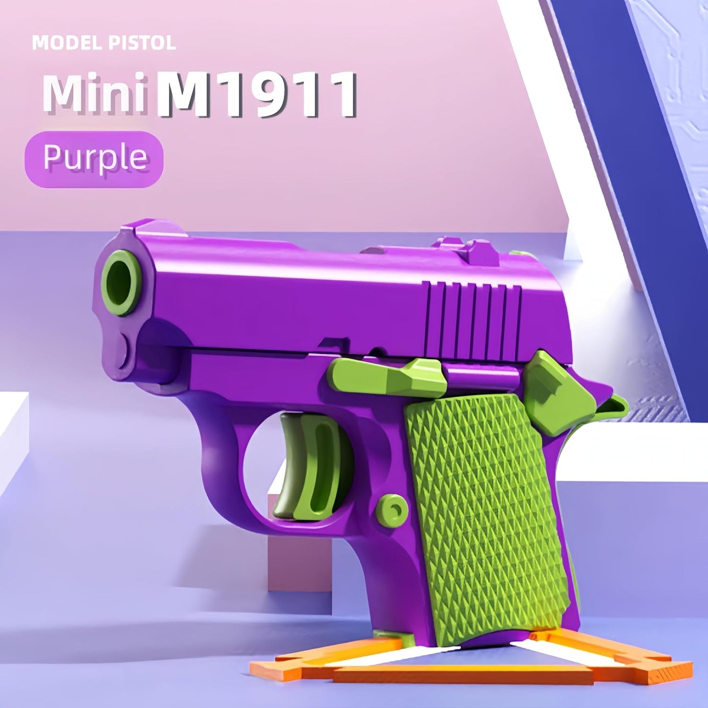 1911 3D Printed Small Pistol Toys,Suitable Toys for Adults and Kids, Stress Relief Pistol Toys for Adults, Suitable for Relieving ADHD, Anxiety, Best Gift for Adults and Kids (PurpleGreen)