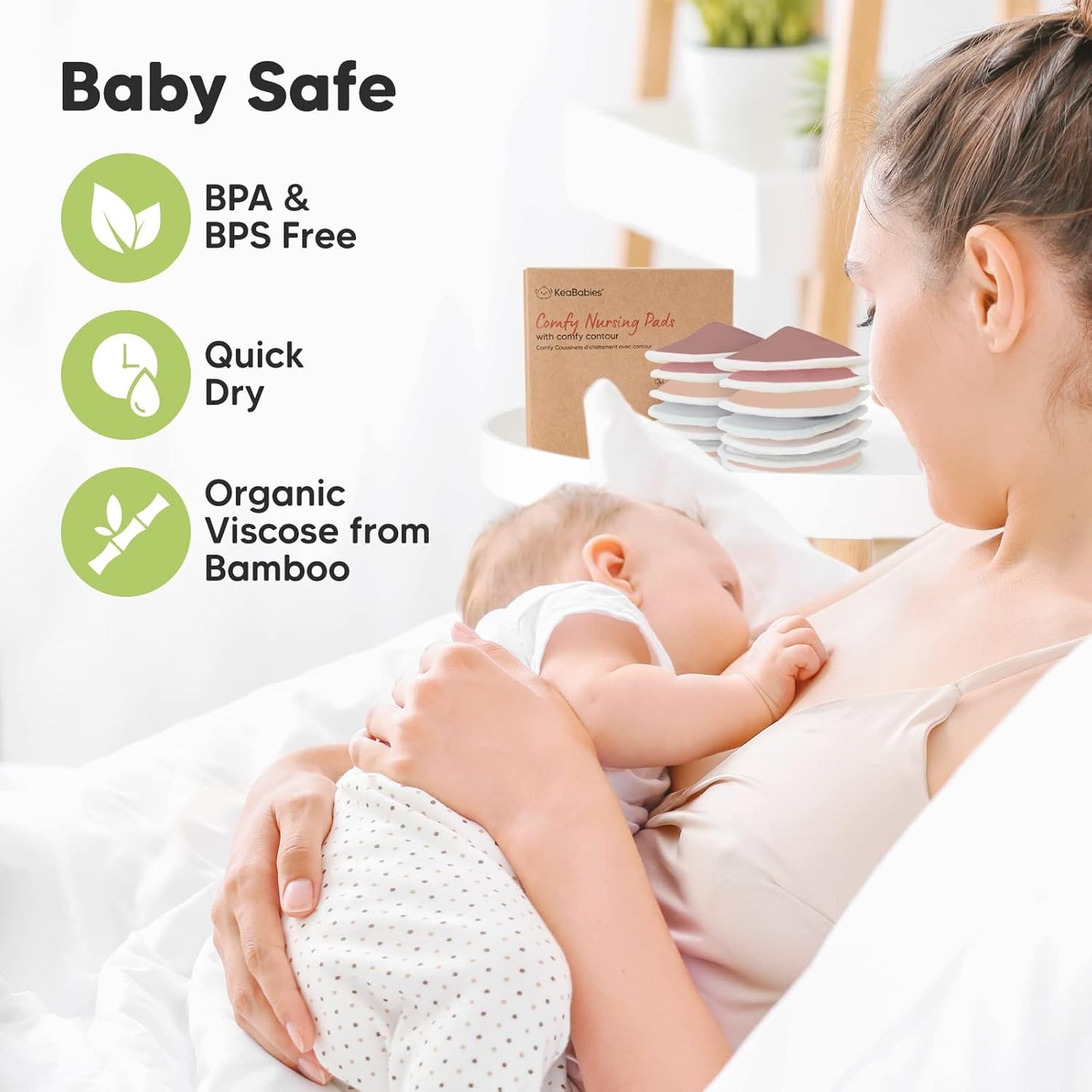 Organic Nursing Pads - 14 Washable Viscose Derived from Bamboo Breastfeeding Pads, Wash Bag, Reusable Breast Pads for Breastfeeding, Nipple Pads for Breastfeeding Essentials(Lovelle, L 4.8")