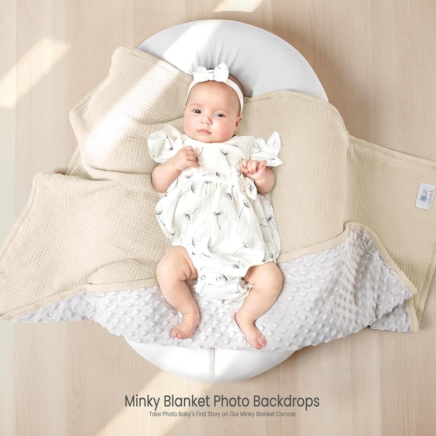 lulumoon Baby Blanket for Newborn Receiving: Minky Dot & Muslin Lightweight - Thermal Blanket Gift for Baby Shower & Hospital Welcoming 30"x40"（Ivory）