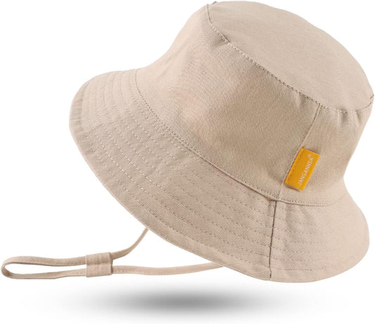 JANGANNSA Cotton Baby Sun Hat Infant Toddler Boys Girls Bucket Hats Summer Sun Protection Kids Beach Caps