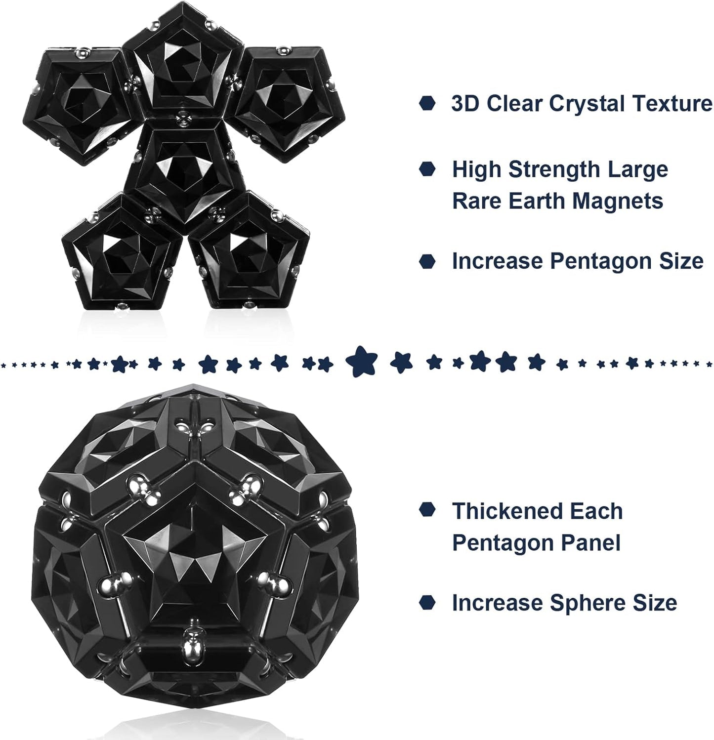 Magnetic Fidget Sphere Stress Relief Toys for Adults Kids, Anxiety Sensory Fidget Toys with Strong Neodymium Magnets, Desk ADHD Focus Tool Gift for Men Women (2.67'' Travel-Safe Toy Ball)