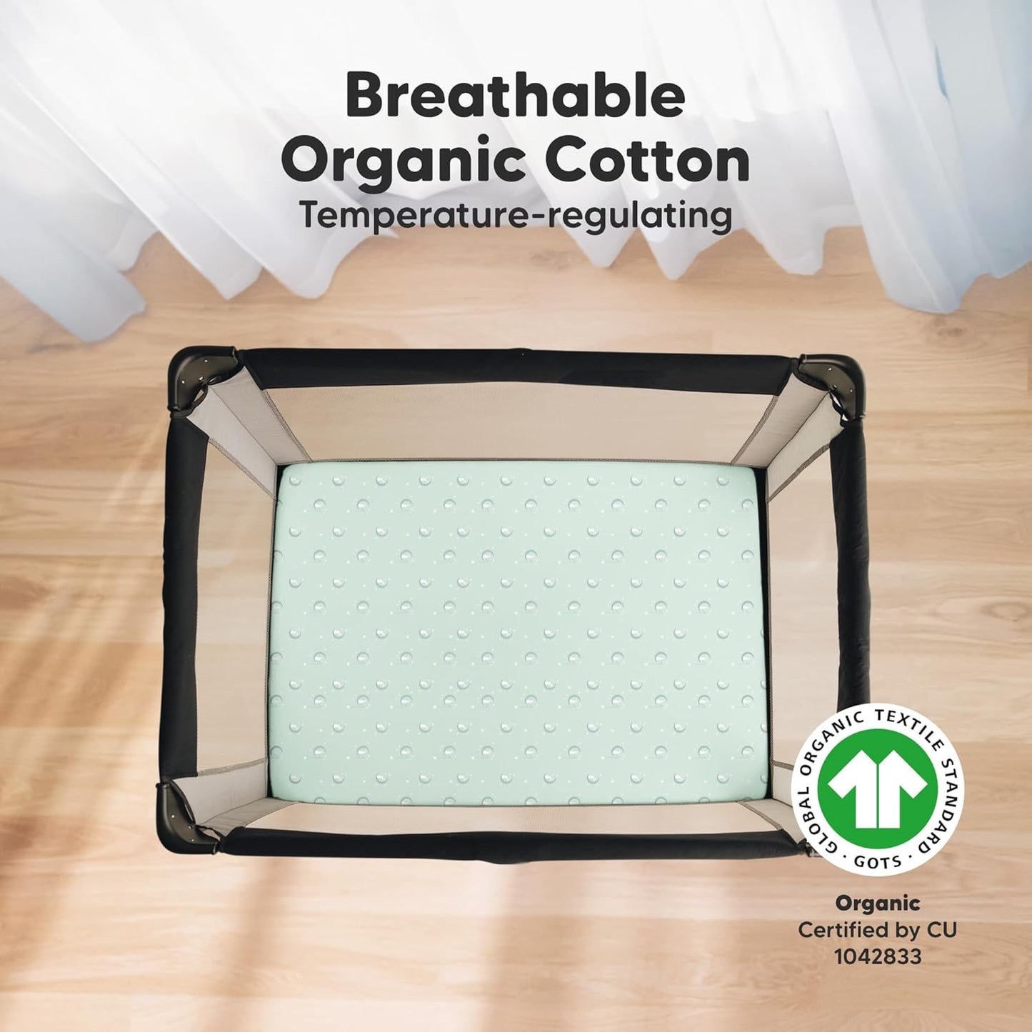 2-Pack Mini Crib Sheets Fitted - 38x26 Pack N Play Sheets for Pack and Play Mattress, Organic Cotton, Soft & Breathable Playard Bedding, Neutral Mini Toddler Bed Cover for Boys, Girls (Lunaris)