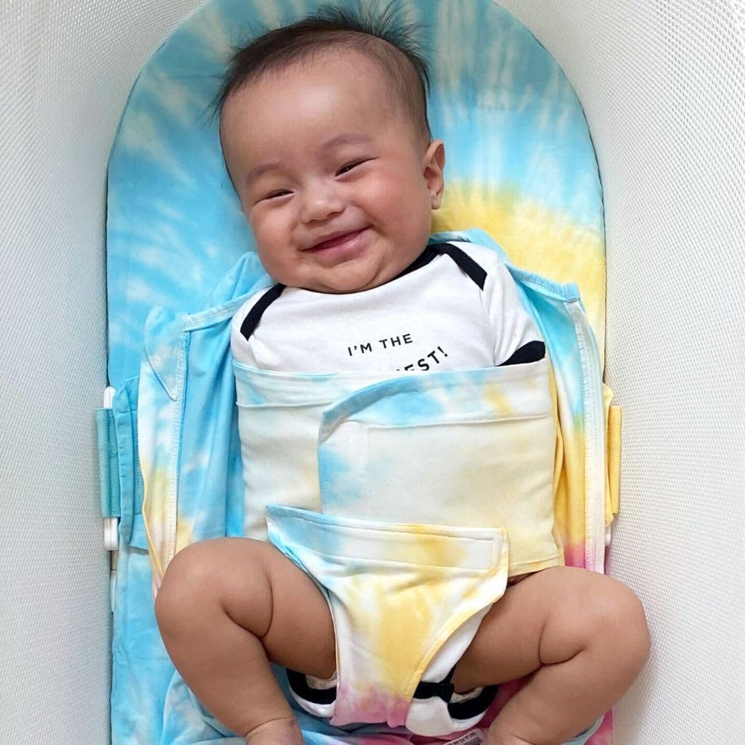 Happiest Baby SNOO Sleep Sack - 100% Organic Cotton Baby Swaddle Blanket - Doctor Designed Promotes Healthy Hip Development (Tie Dye Rainbow, Small)